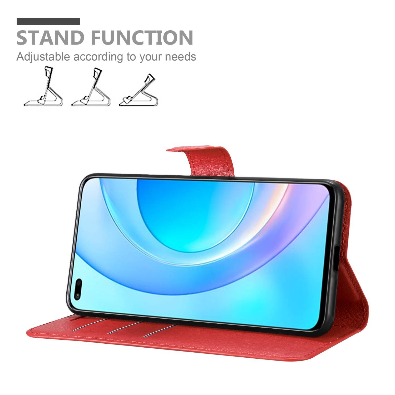 Cadorabo Hülle für Honor 50 LITE Schutz Hülle in Rot Handyhülle Etui Case Cover Magnetverschluss
