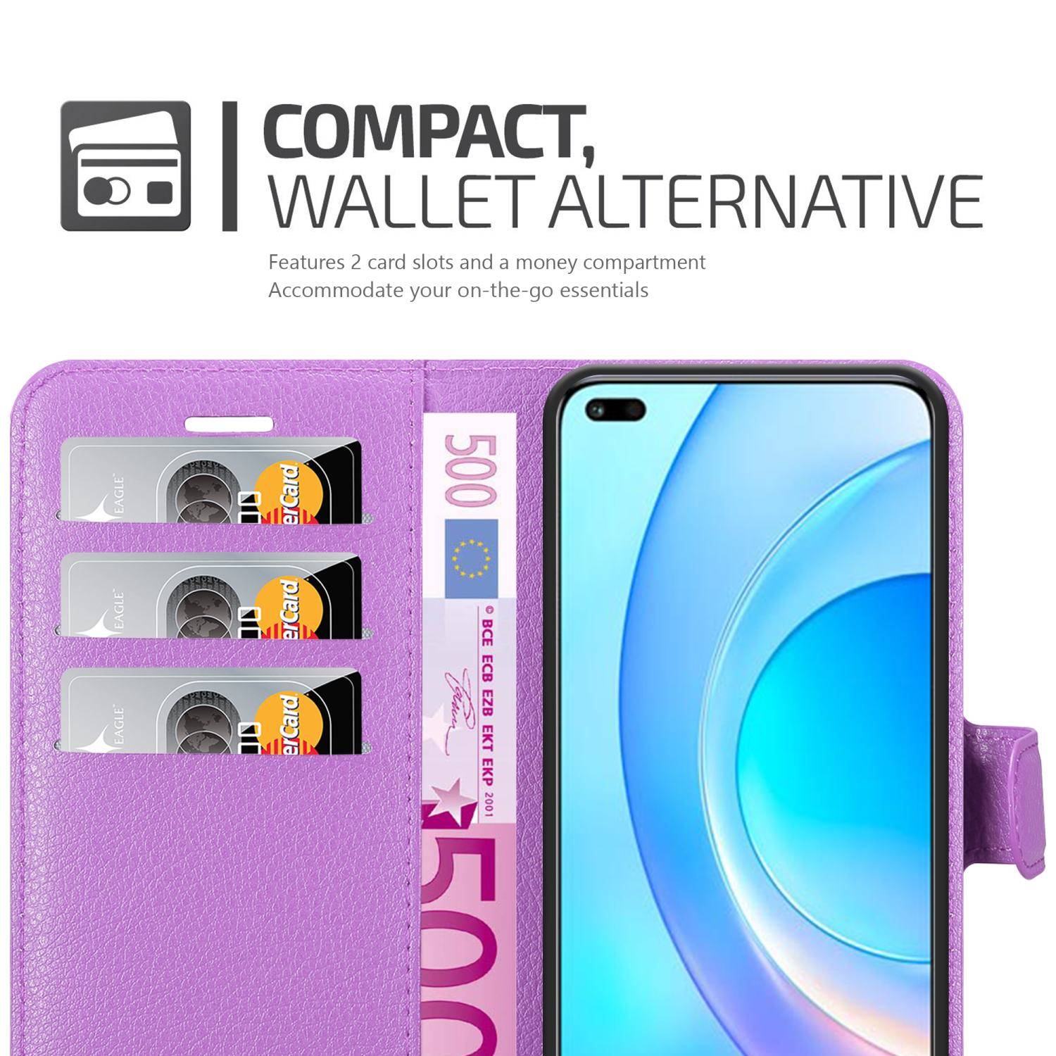 Cadorabo Hülle für Honor 50 LITE Schutz Hülle in Lila Handyhülle Etui Case Cover Magnetverschluss