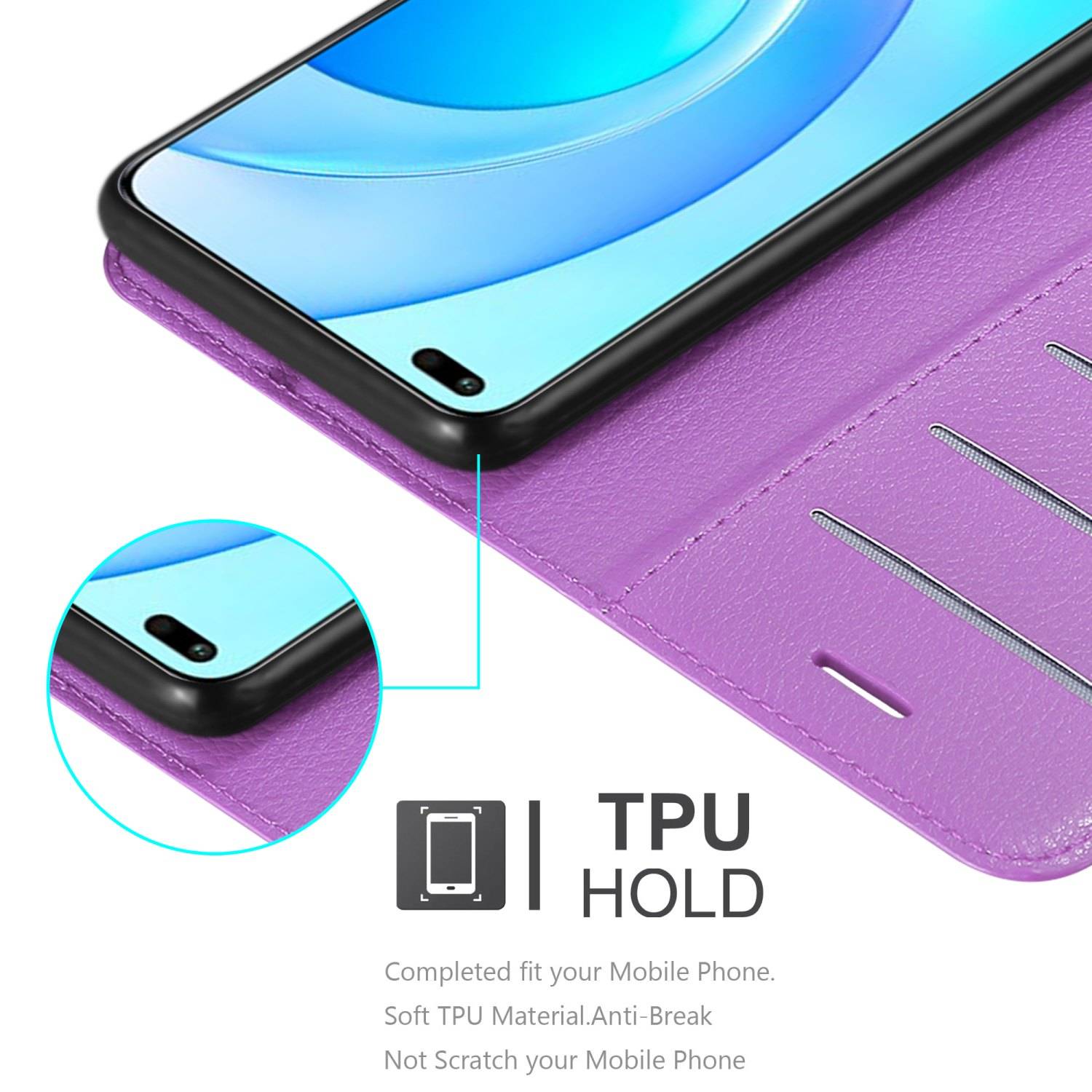 Cadorabo Hülle für Honor 50 LITE Schutz Hülle in Lila Handyhülle Etui Case Cover Magnetverschluss