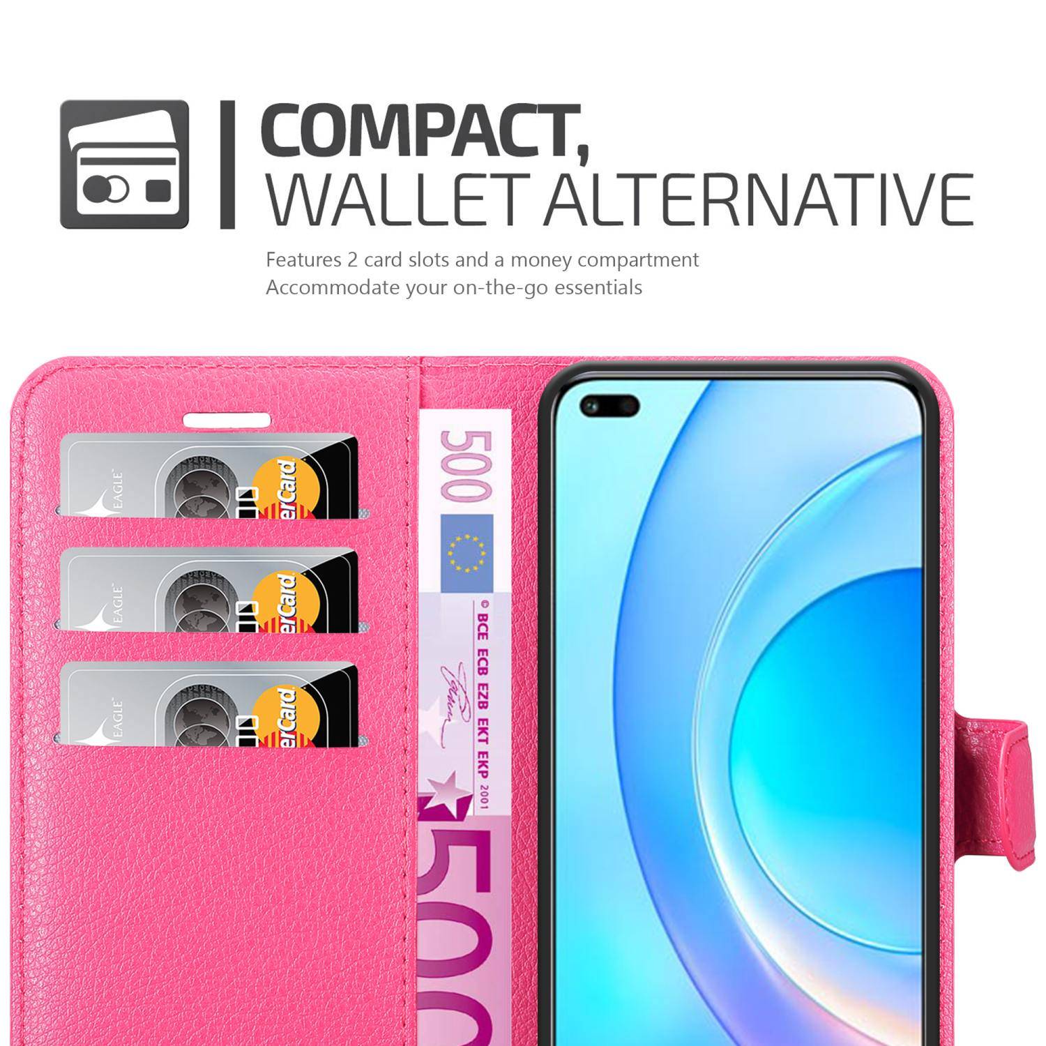 Cadorabo Hülle für Honor 50 LITE Schutz Hülle in Pink Handyhülle Etui Case Cover Magnetverschluss