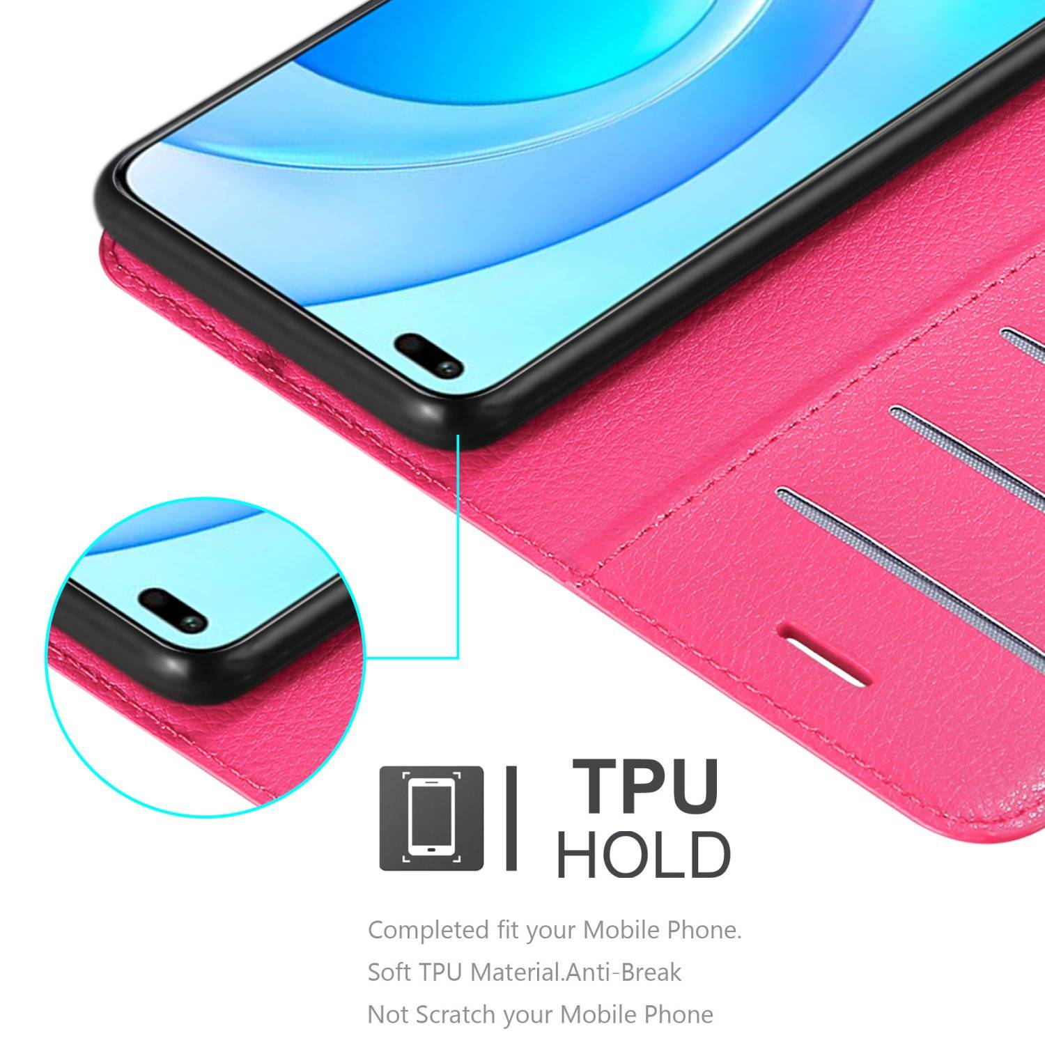 Cadorabo Hülle für Honor 50 LITE Schutz Hülle in Pink Handyhülle Etui Case Cover Magnetverschluss