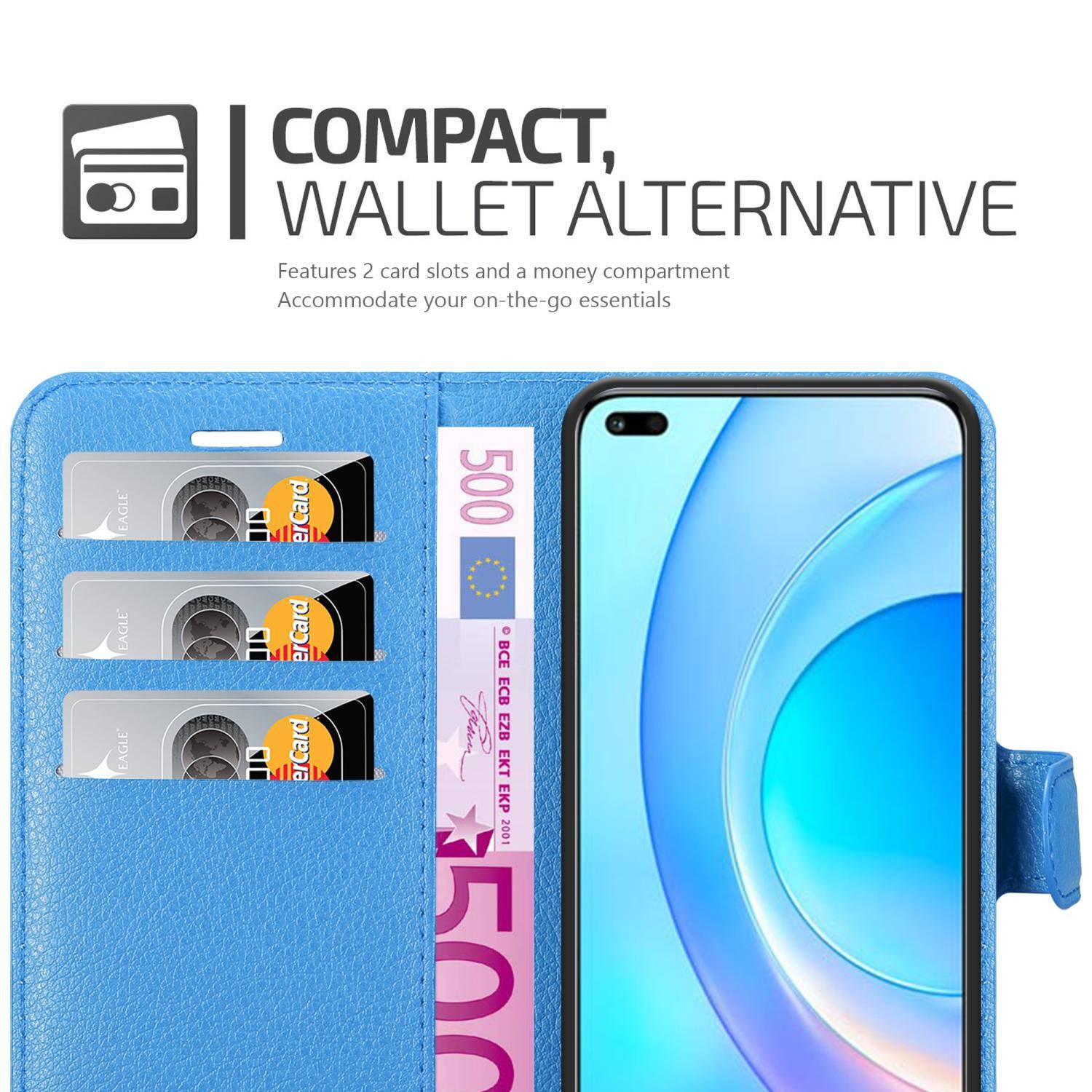 Cadorabo Hülle für Honor 50 LITE Schutz Hülle in Blau Handyhülle Etui Case Cover Magnetverschluss