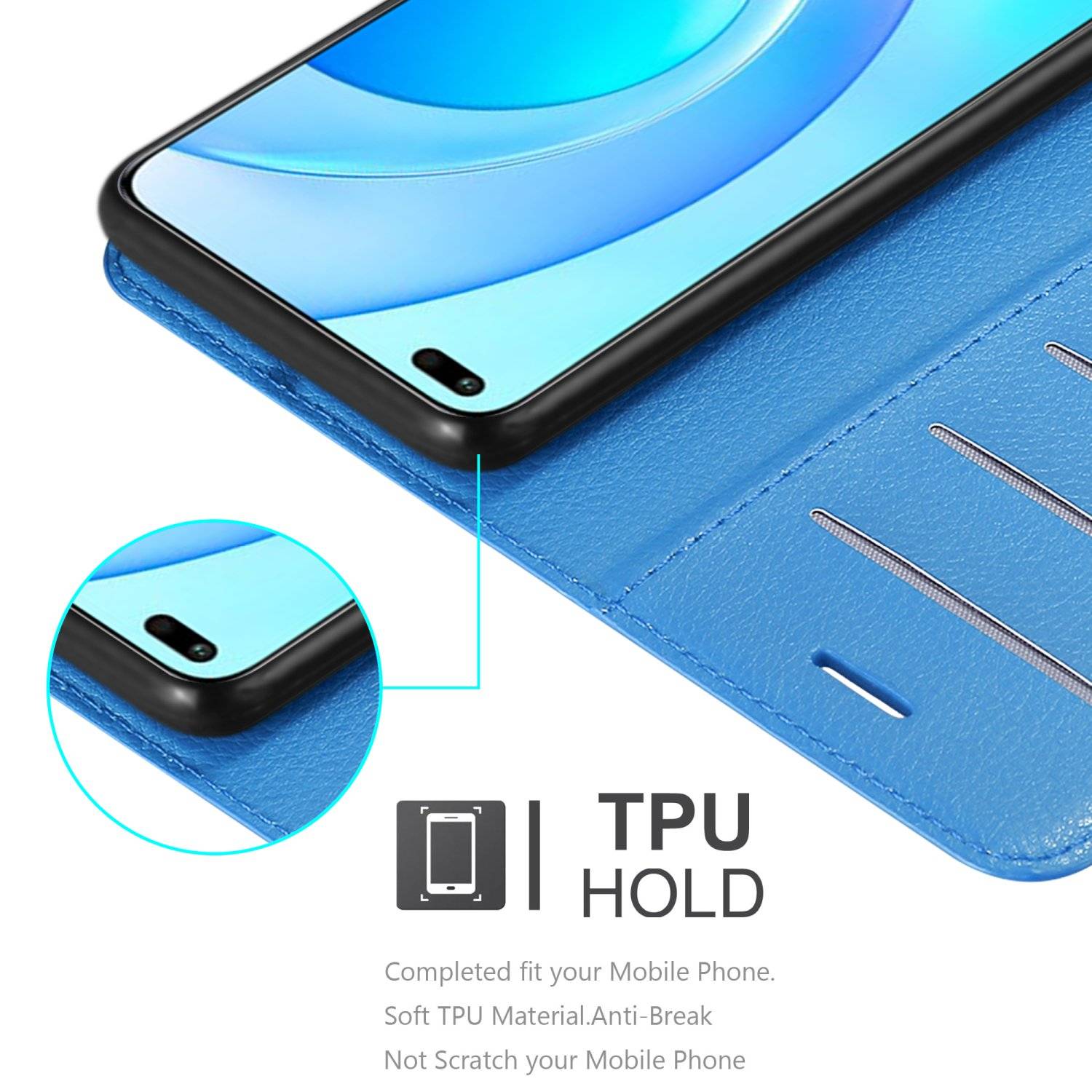 Cadorabo Hülle für Honor 50 LITE Schutz Hülle in Blau Handyhülle Etui Case Cover Magnetverschluss