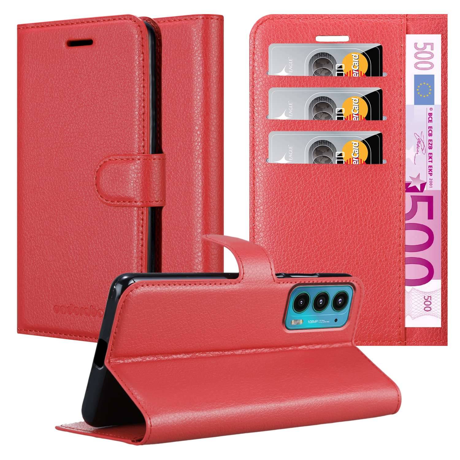 Cadorabo Hülle für Motorola EDGE 20 Schutz Hülle in Rot Handyhülle Etui Case Cover Magnetverschluss