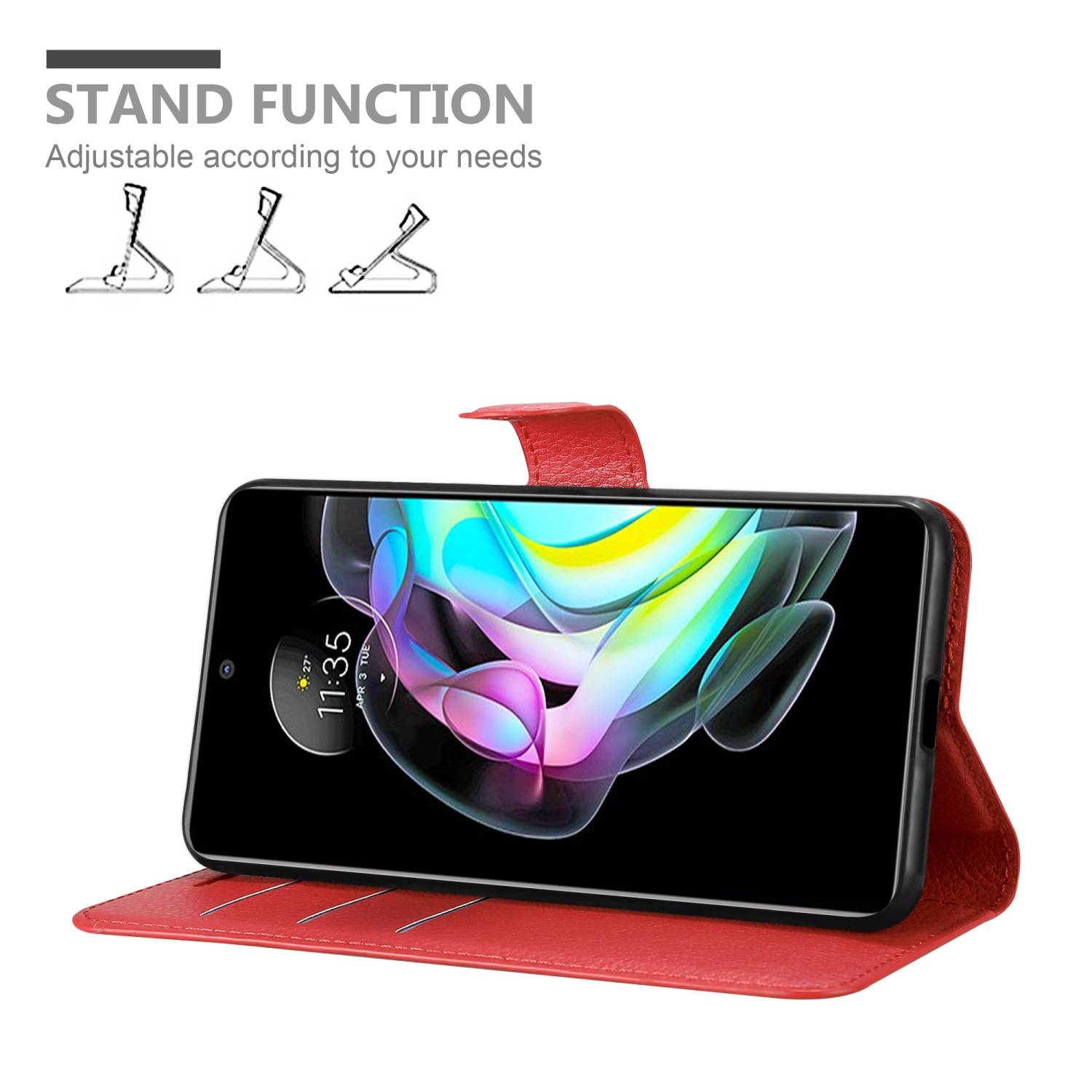 Cadorabo Hülle für Motorola EDGE 20 Schutz Hülle in Rot Handyhülle Etui Case Cover Magnetverschluss