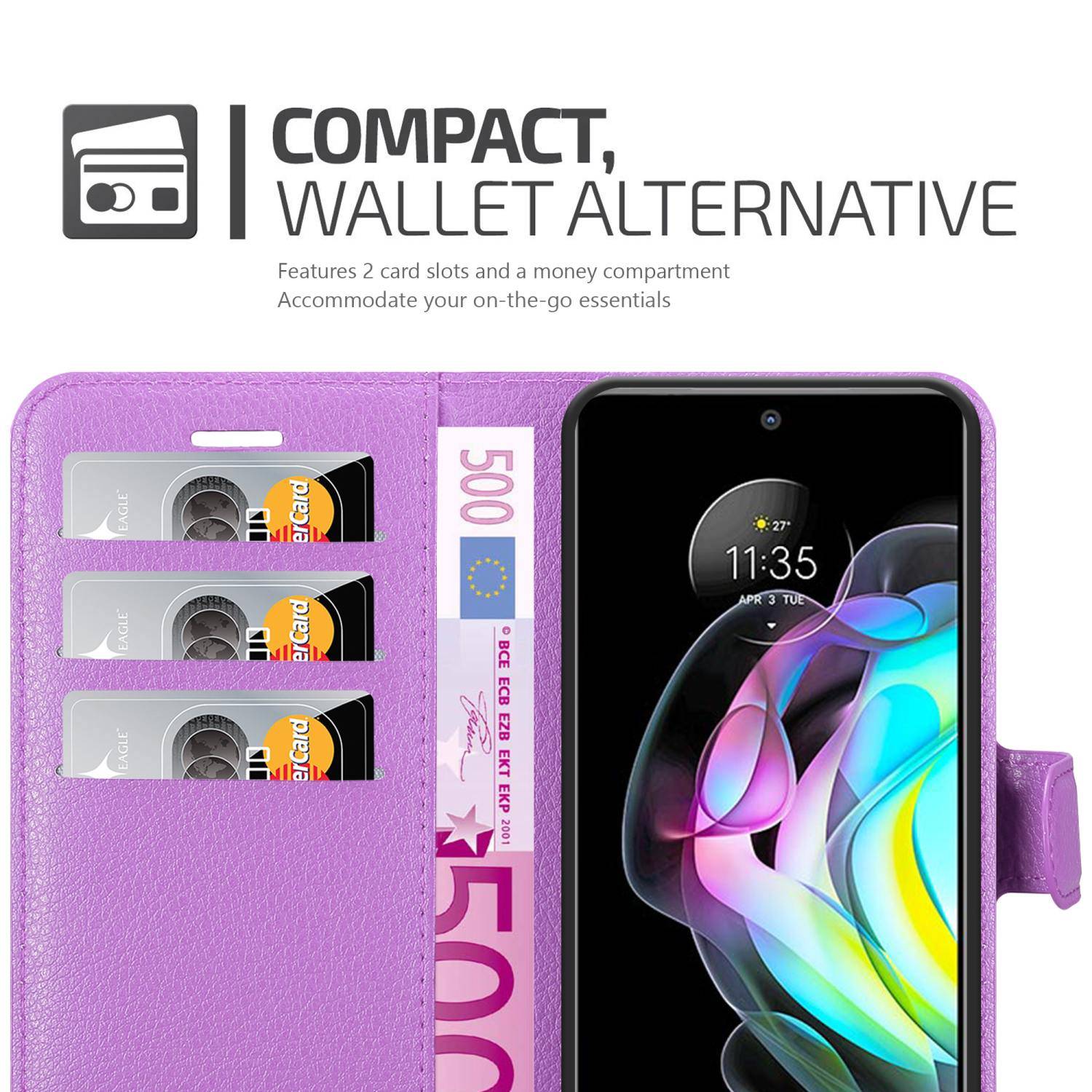 Cadorabo Hülle für Motorola EDGE 20 Schutz Hülle in Lila Handyhülle Etui Case Cover Magnetverschluss