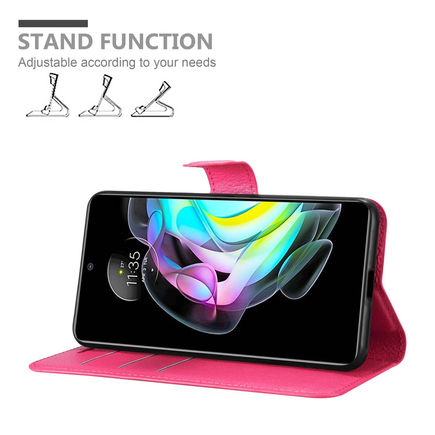 Cadorabo Hülle für Motorola EDGE 20 Schutz Hülle in Pink Handyhülle Etui Case Cover Magnetverschluss
