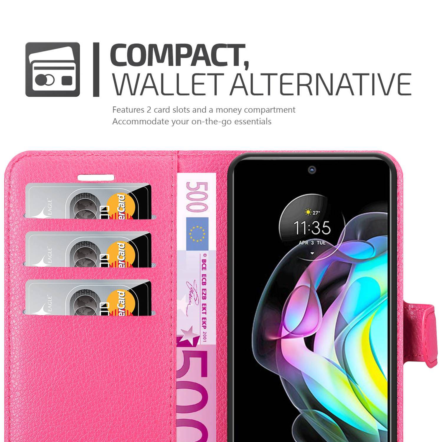 Cadorabo Hülle für Motorola EDGE 20 Schutz Hülle in Pink Handyhülle Etui Case Cover Magnetverschluss