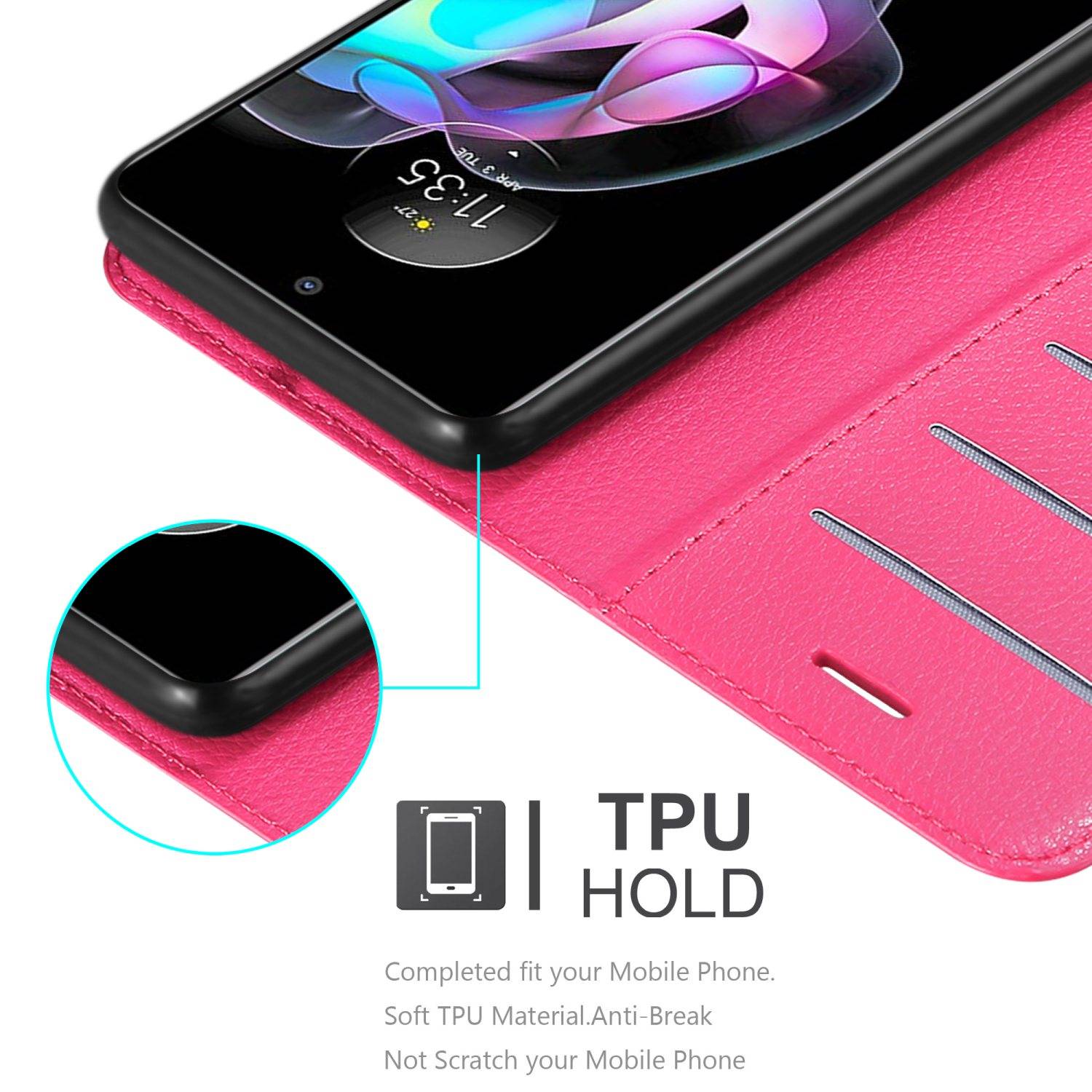 Cadorabo Hülle für Motorola EDGE 20 Schutz Hülle in Pink Handyhülle Etui Case Cover Magnetverschluss