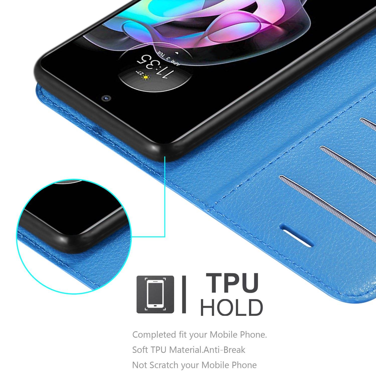Cadorabo Hülle für Motorola EDGE 20 Schutz Hülle in Blau Handyhülle Etui Case Cover Magnetverschluss