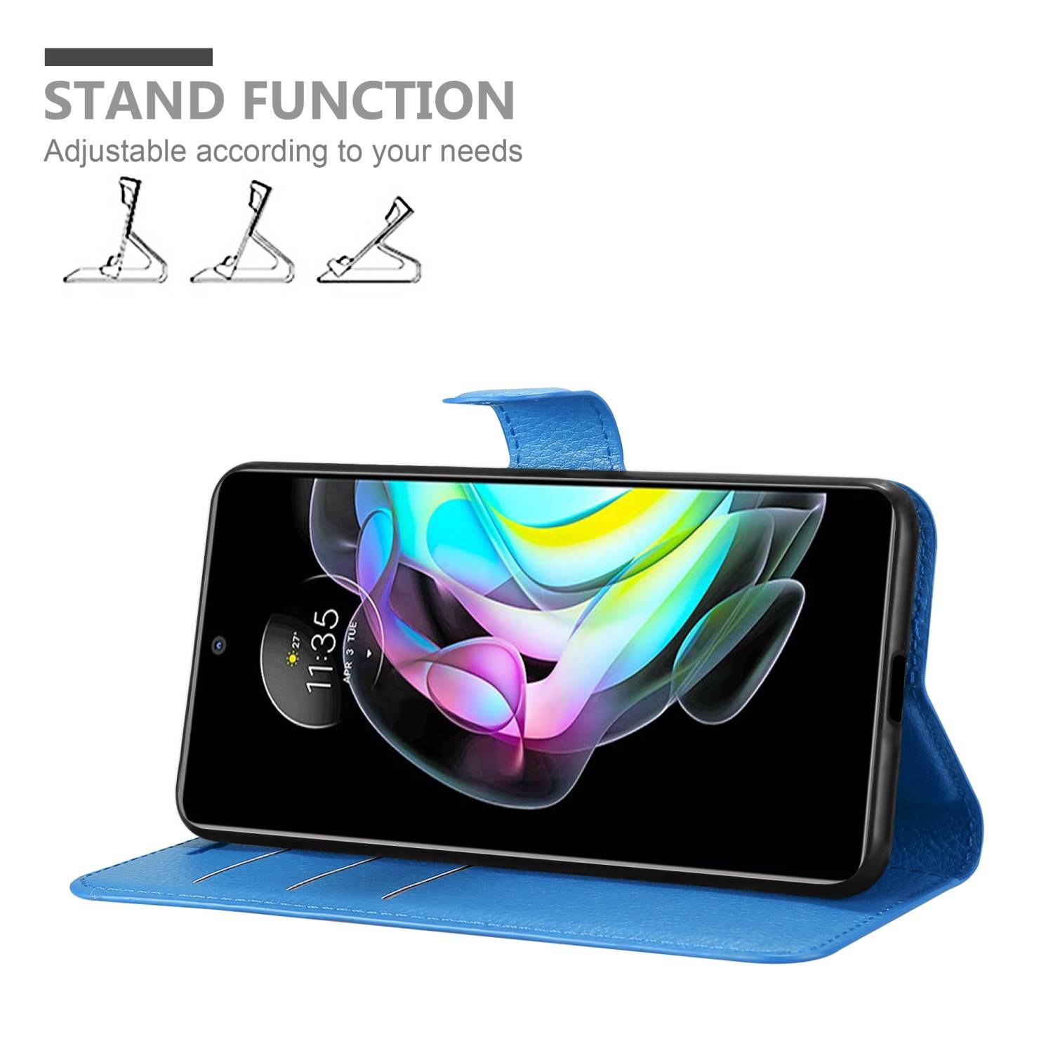 Cadorabo Hülle für Motorola EDGE 20 Schutz Hülle in Blau Handyhülle Etui Case Cover Magnetverschluss