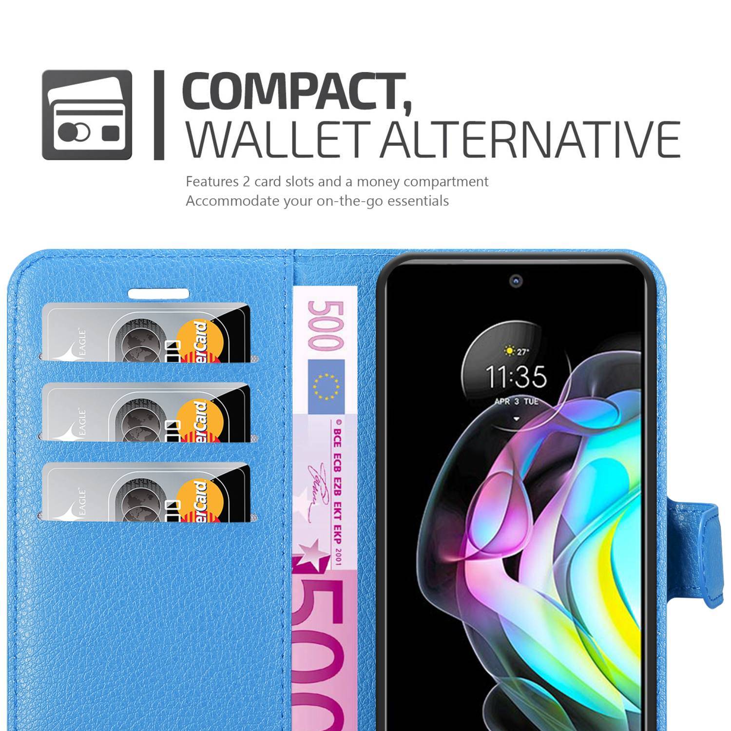 Cadorabo Hülle für Motorola EDGE 20 Schutz Hülle in Blau Handyhülle Etui Case Cover Magnetverschluss