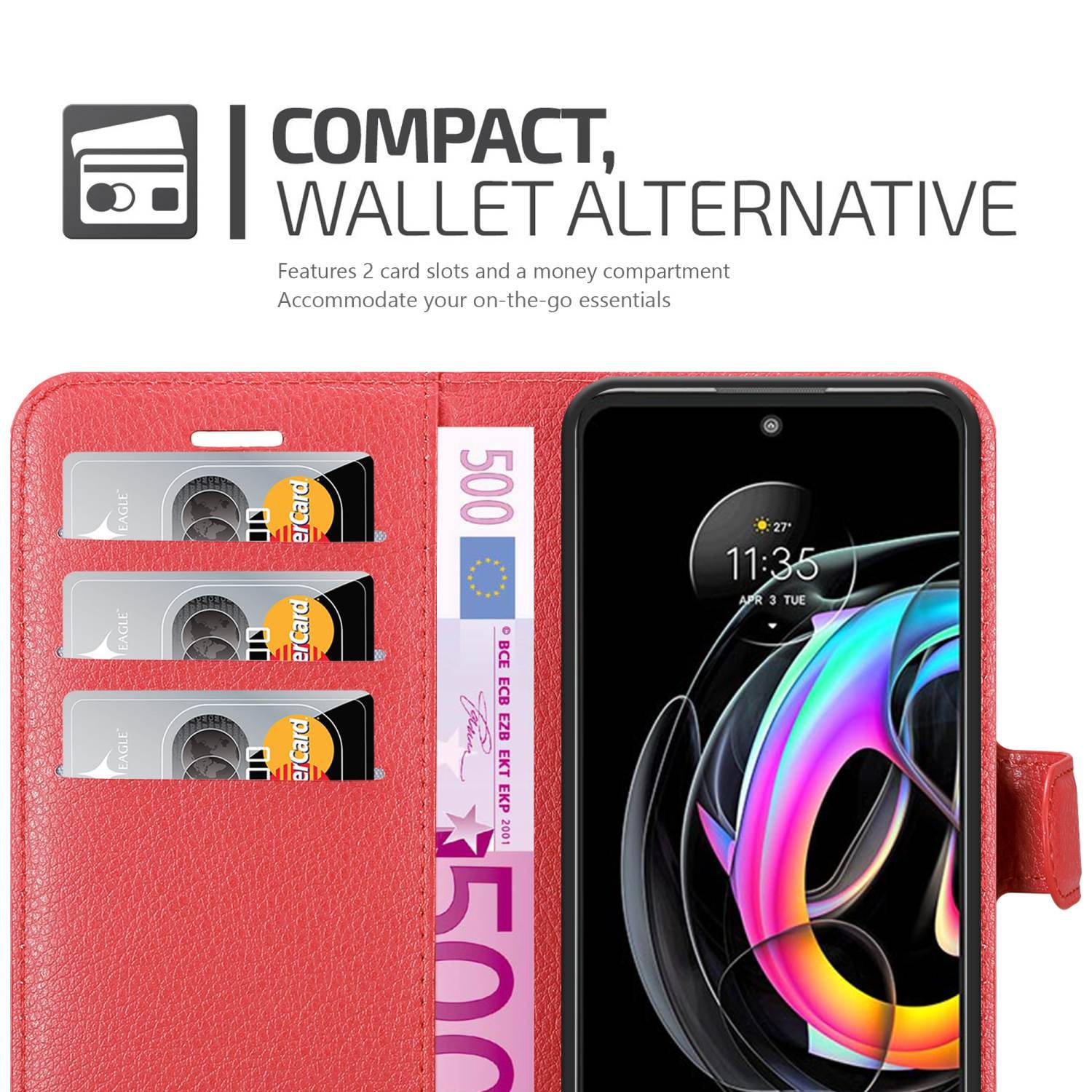 Cadorabo Hülle für Motorola EDGE 20 LITE / FUSION Schutz Hülle in Rot Handyhülle Etui Case Cover Magnetverschluss