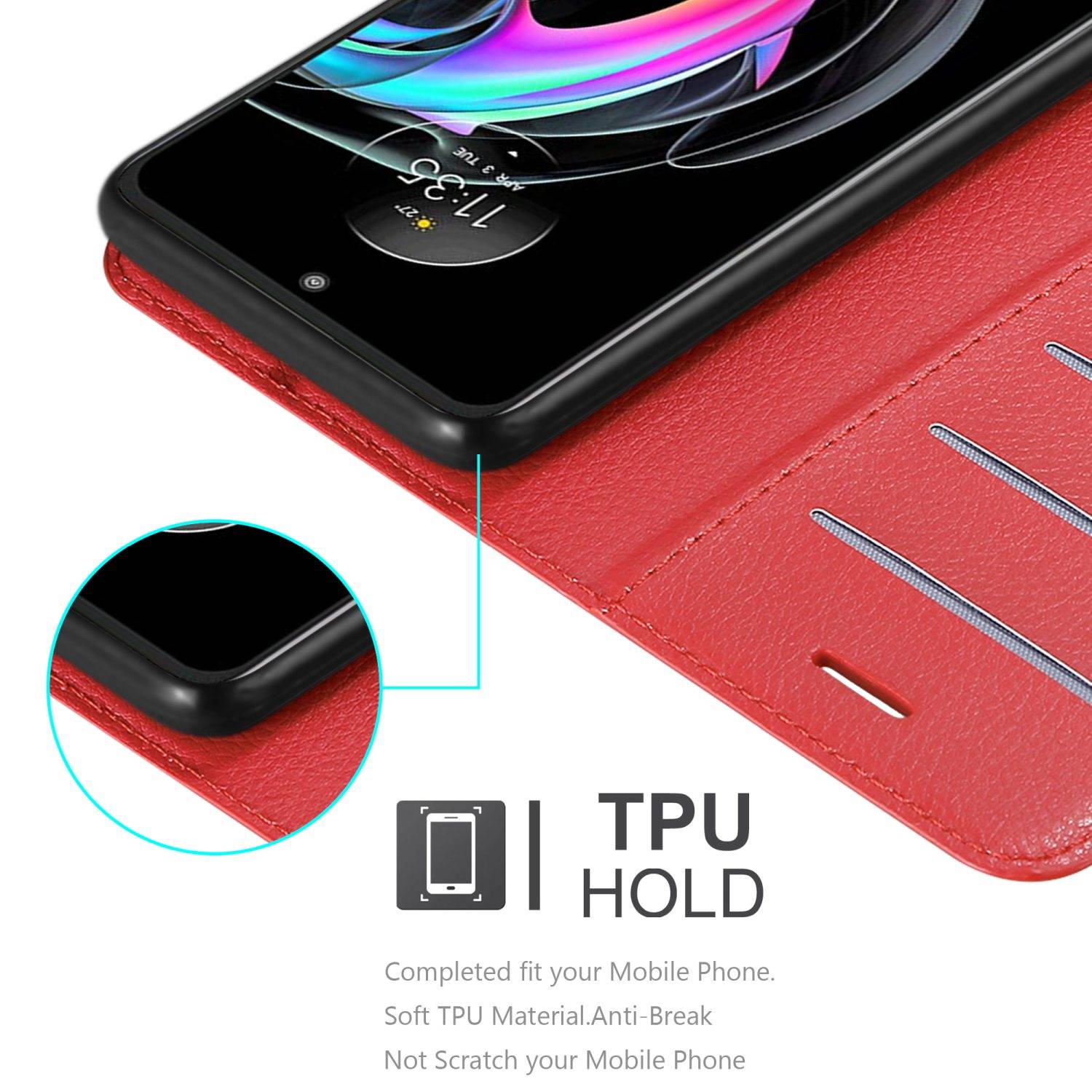 Cadorabo Hülle für Motorola EDGE 20 LITE / FUSION Schutz Hülle in Rot Handyhülle Etui Case Cover Magnetverschluss