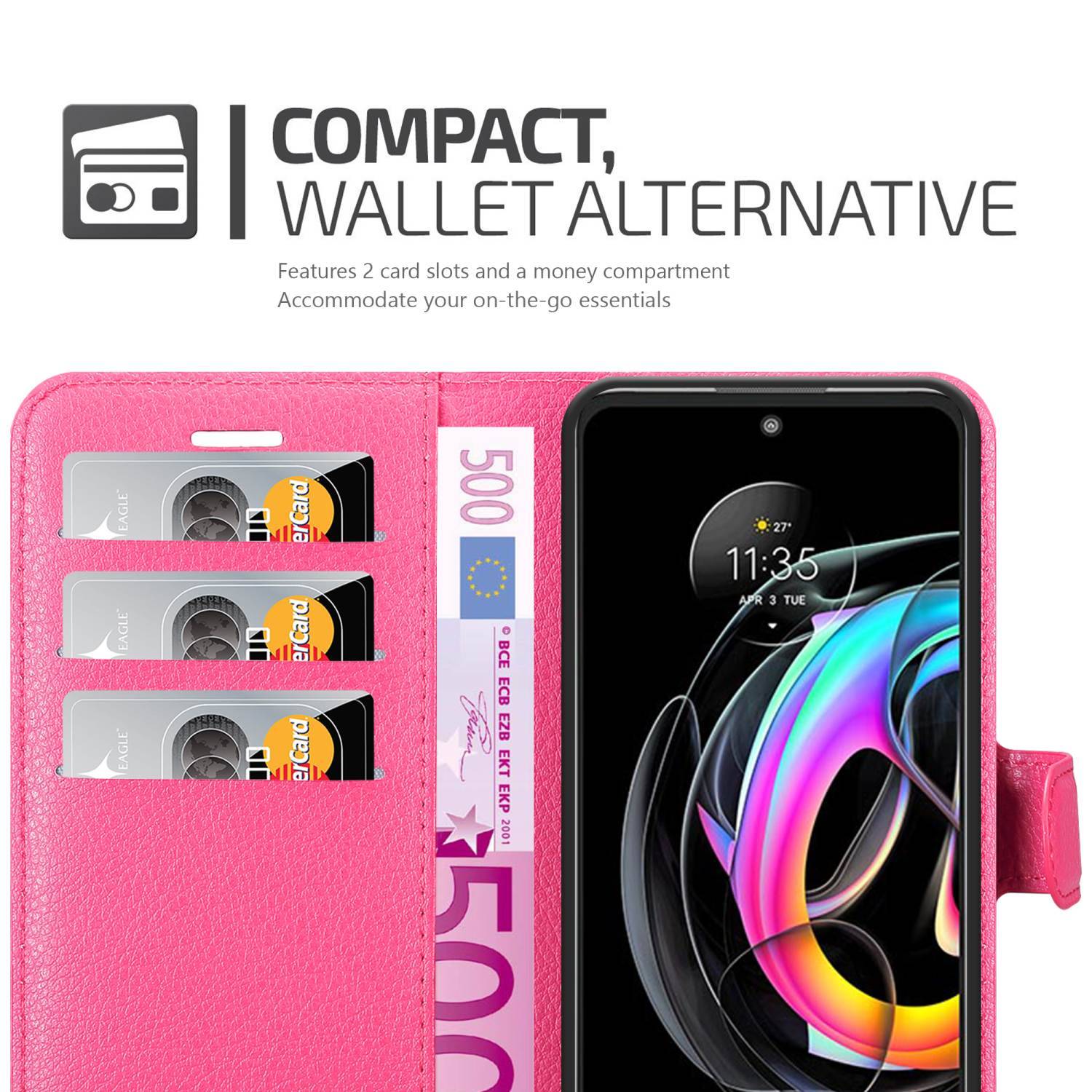 Cadorabo Hülle für Motorola EDGE 20 LITE / FUSION Schutz Hülle in Pink Handyhülle Etui Case Cover Magnetverschluss