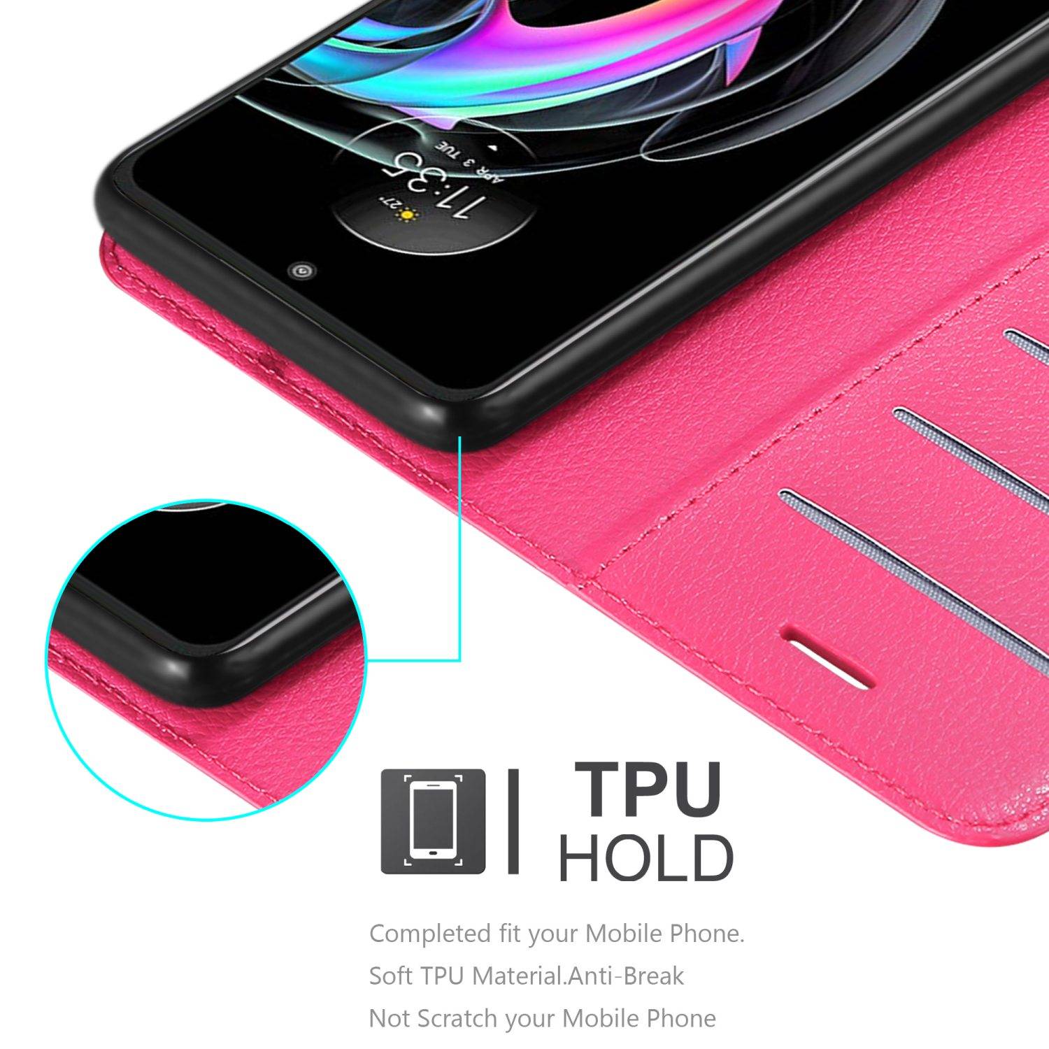 Cadorabo Hülle für Motorola EDGE 20 LITE / FUSION Schutz Hülle in Pink Handyhülle Etui Case Cover Magnetverschluss