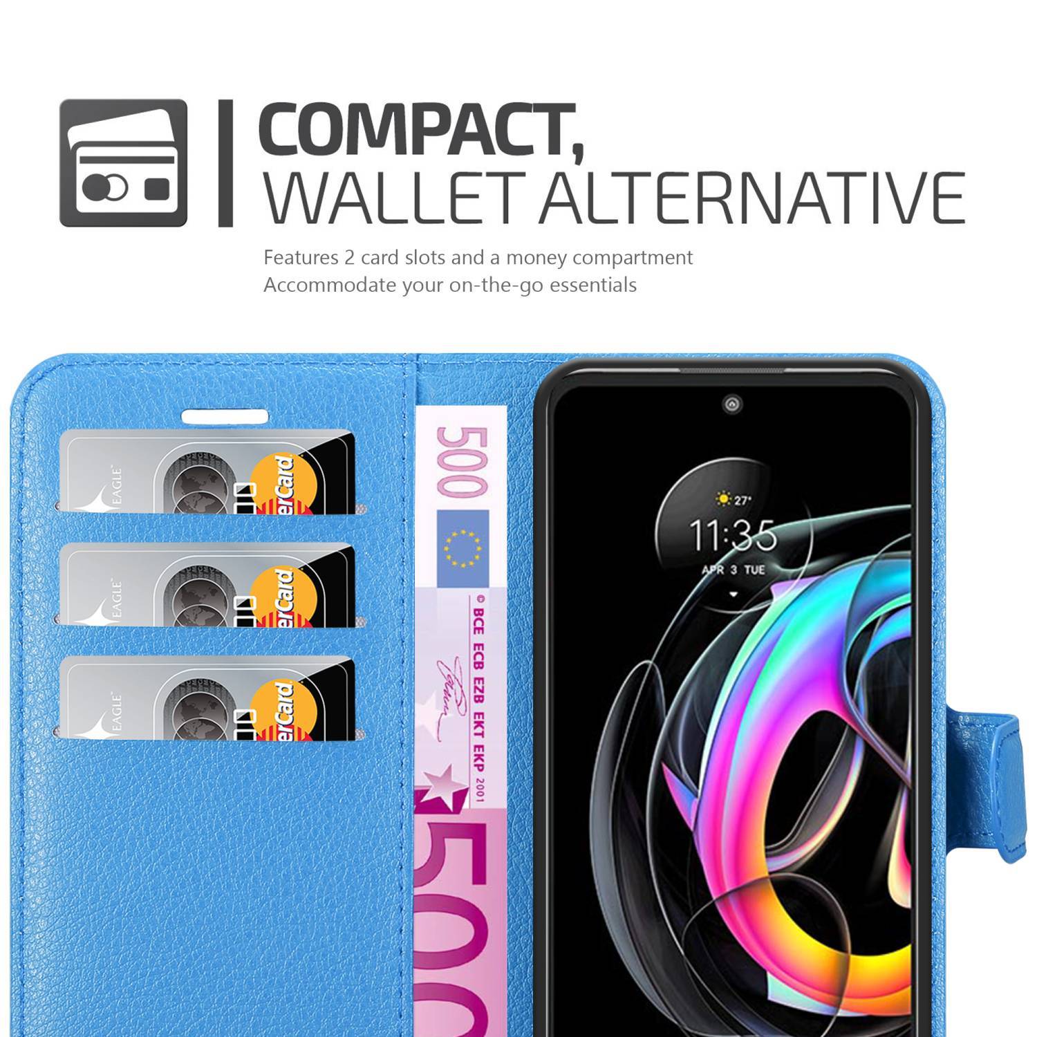 Cadorabo Hülle für Motorola EDGE 20 LITE / FUSION Schutz Hülle in Blau Handyhülle Etui Case Cover Magnetverschluss