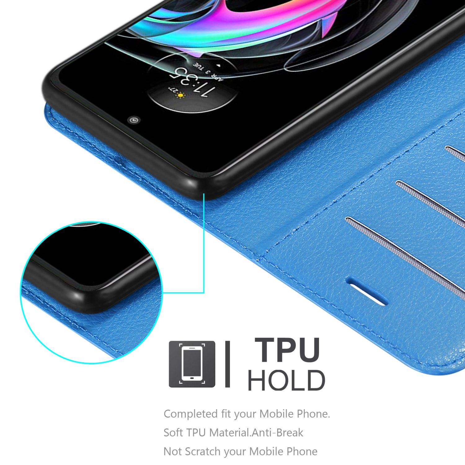 Cadorabo Hülle für Motorola EDGE 20 LITE / FUSION Schutz Hülle in Blau Handyhülle Etui Case Cover Magnetverschluss