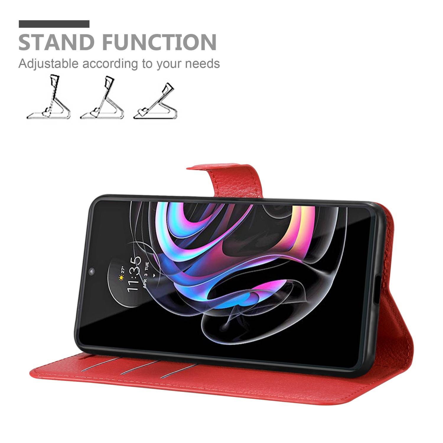 Cadorabo Hülle für Motorola EDGE 20 PRO / EDGE S PRO Schutz Hülle in Rot Handyhülle Etui Case Cover Magnetverschluss