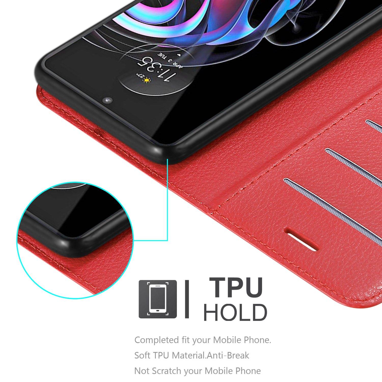 Cadorabo Hülle für Motorola EDGE 20 PRO / EDGE S PRO Schutz Hülle in Rot Handyhülle Etui Case Cover Magnetverschluss