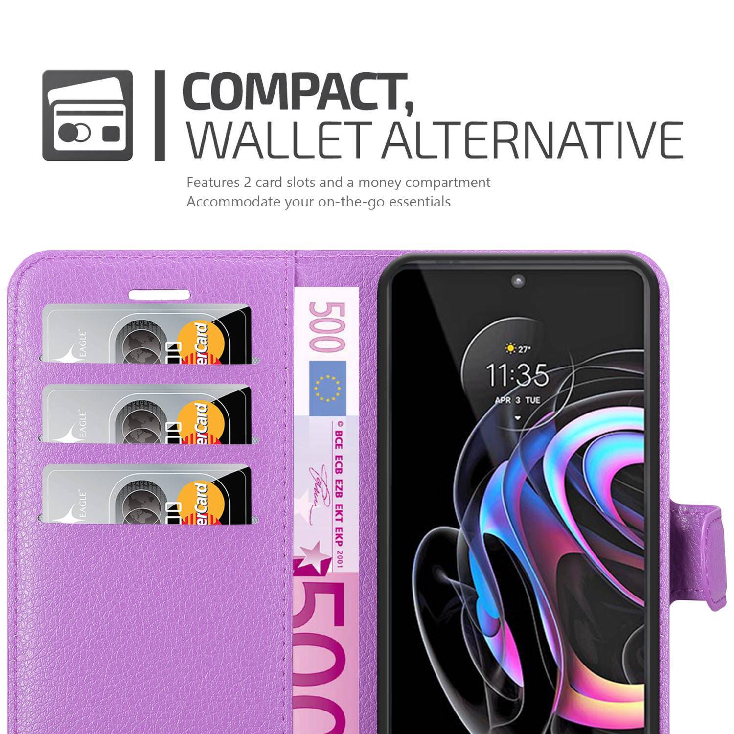 Cadorabo Hülle für Motorola EDGE 20 PRO / EDGE S PRO Schutz Hülle in Lila Handyhülle Etui Case Cover Magnetverschluss