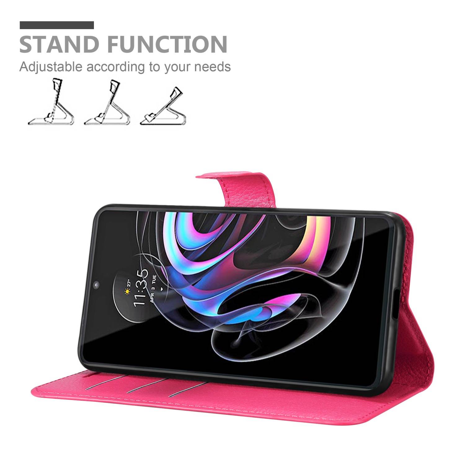 Cadorabo Hülle für Motorola EDGE 20 PRO / EDGE S PRO Schutz Hülle in Pink Handyhülle Etui Case Cover Magnetverschluss