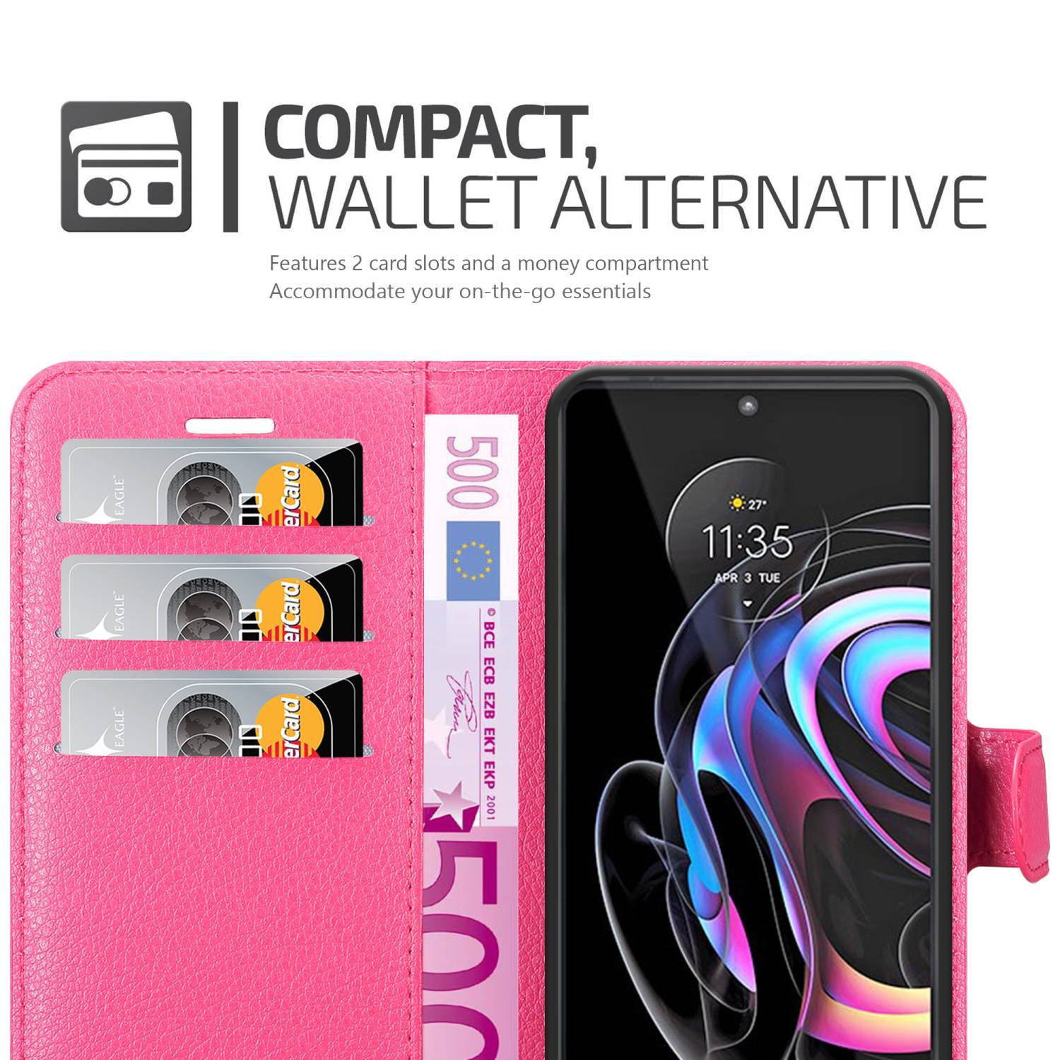 Cadorabo Hülle für Motorola EDGE 20 PRO / EDGE S PRO Schutz Hülle in Pink Handyhülle Etui Case Cover Magnetverschluss