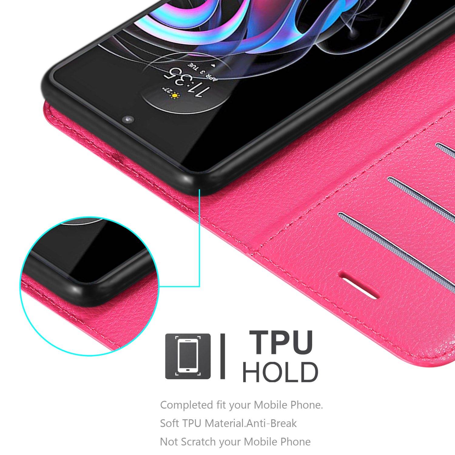 Cadorabo Hülle für Motorola EDGE 20 PRO / EDGE S PRO Schutz Hülle in Pink Handyhülle Etui Case Cover Magnetverschluss