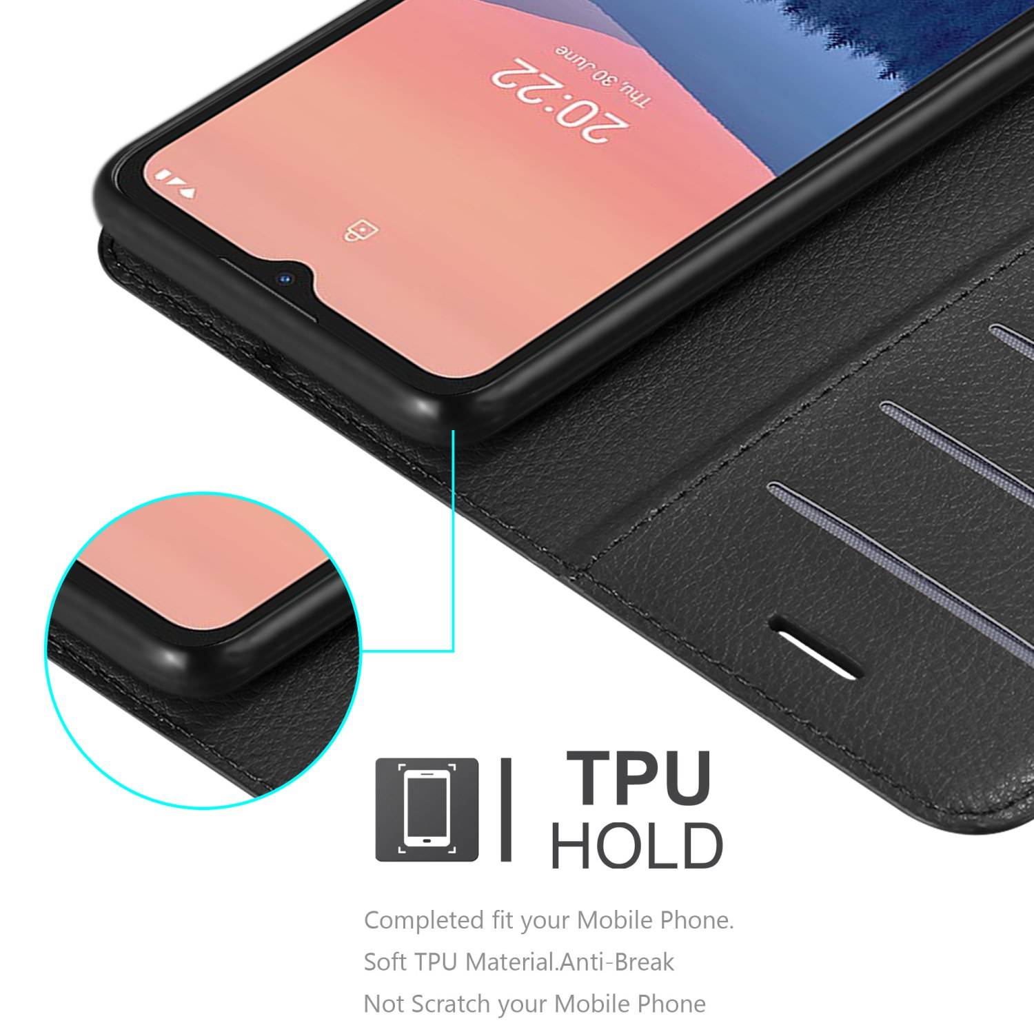 Cadorabo Hülle für Nokia C21 Schutz Hülle in Schwarz Handyhülle Etui Case Cover Magnetverschluss