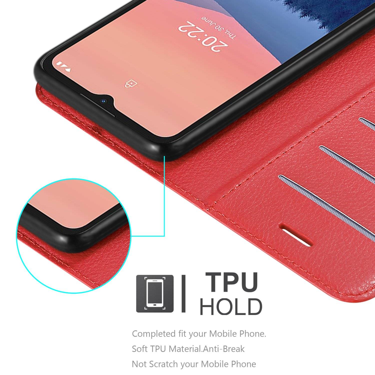 Cadorabo Hülle für Nokia C21 Schutz Hülle in Rot Handyhülle Etui Case Cover Magnetverschluss