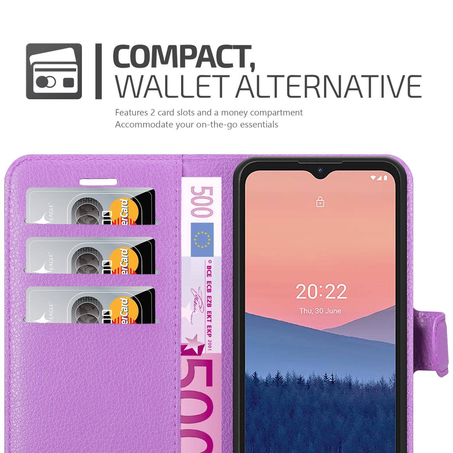 Cadorabo Hülle für Nokia C21 Schutz Hülle in Lila Handyhülle Etui Case Cover Magnetverschluss