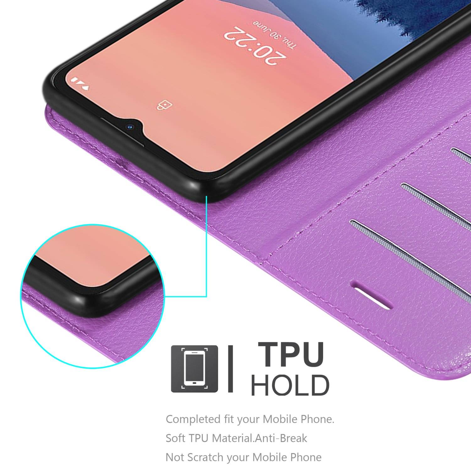 Cadorabo Hülle für Nokia C21 Schutz Hülle in Lila Handyhülle Etui Case Cover Magnetverschluss