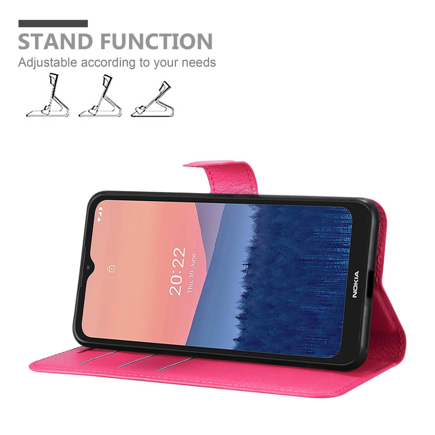 Cadorabo Hülle für Nokia C21 Schutz Hülle in Pink Handyhülle Etui Case Cover Magnetverschluss