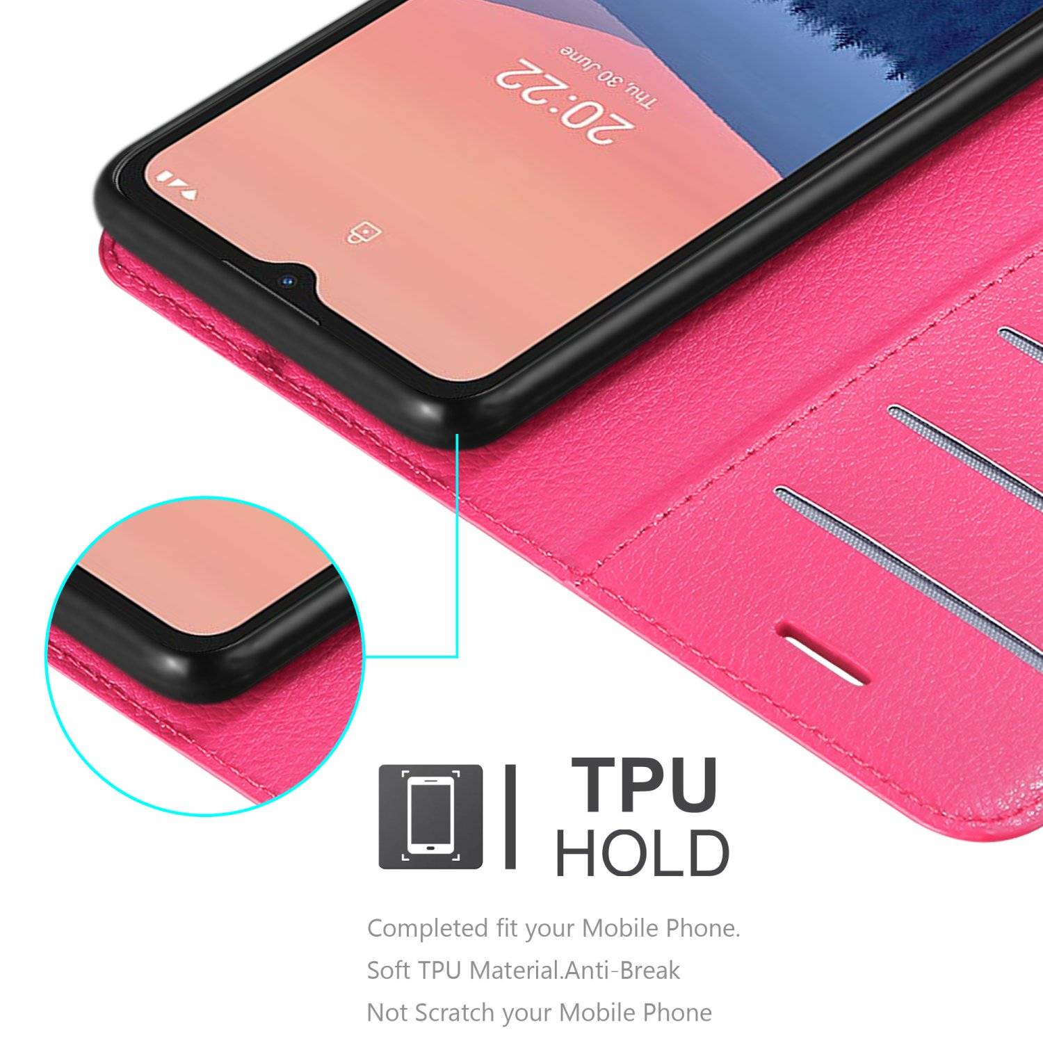 Cadorabo Hülle für Nokia C21 Schutz Hülle in Pink Handyhülle Etui Case Cover Magnetverschluss
