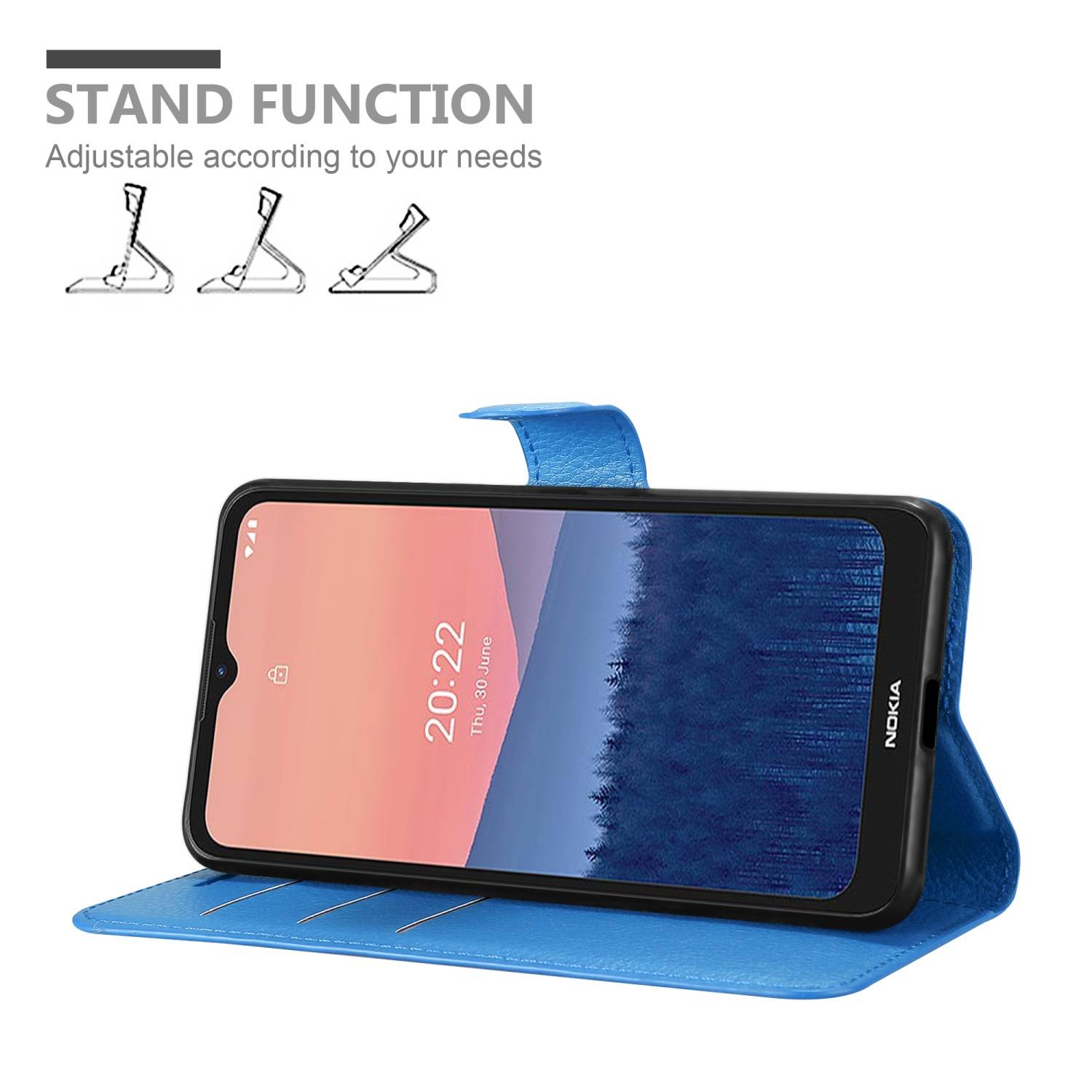 Cadorabo Hülle für Nokia C21 Schutz Hülle in Blau Handyhülle Etui Case Cover Magnetverschluss