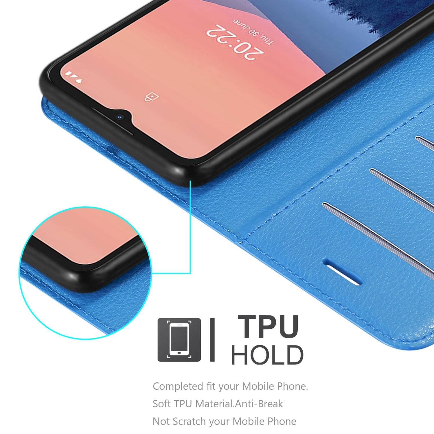 Cadorabo Hülle für Nokia C21 Schutz Hülle in Blau Handyhülle Etui Case Cover Magnetverschluss