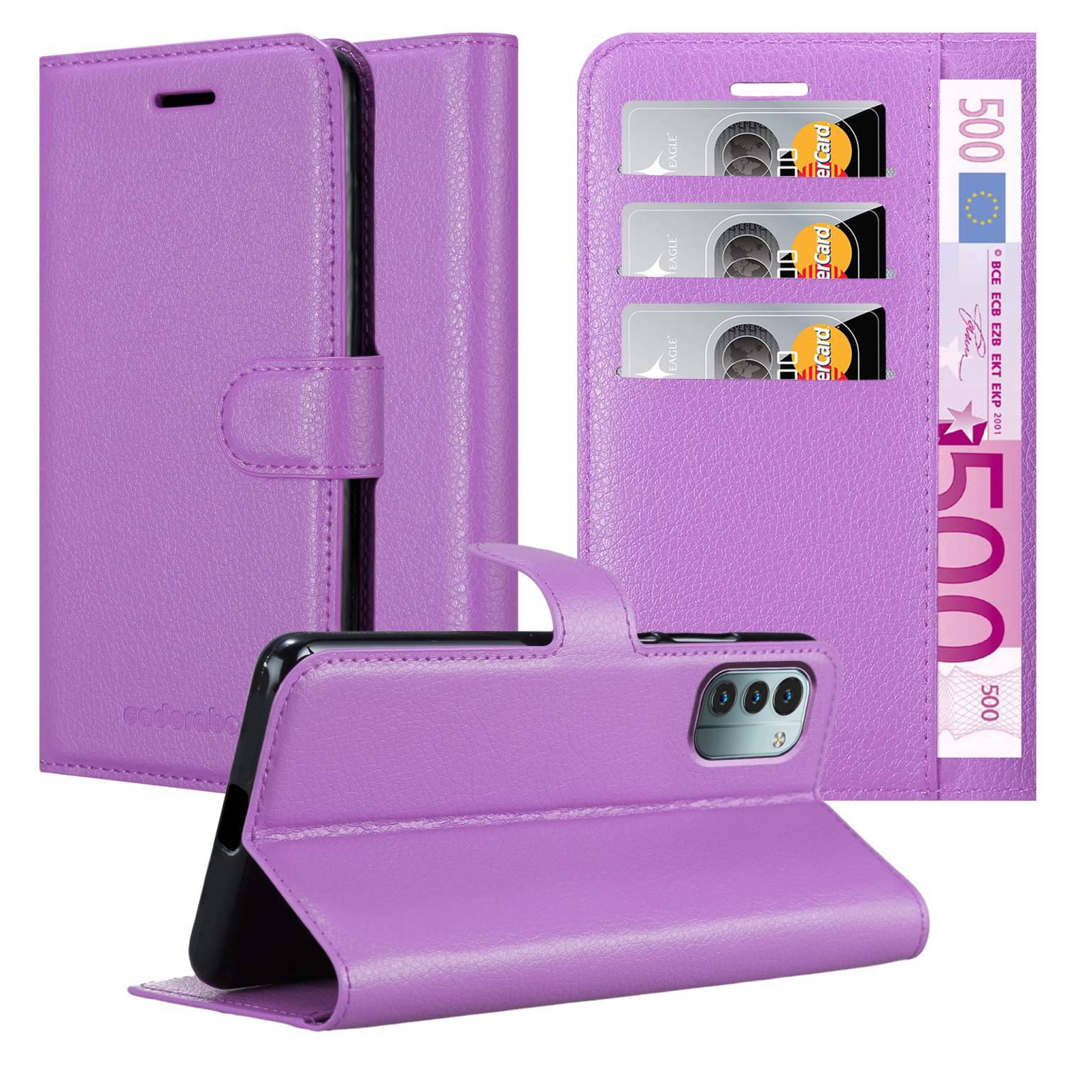 Cadorabo Hülle für Nokia G11 / G21 Schutz Hülle in Lila Handyhülle Etui Case Cover Magnetverschluss