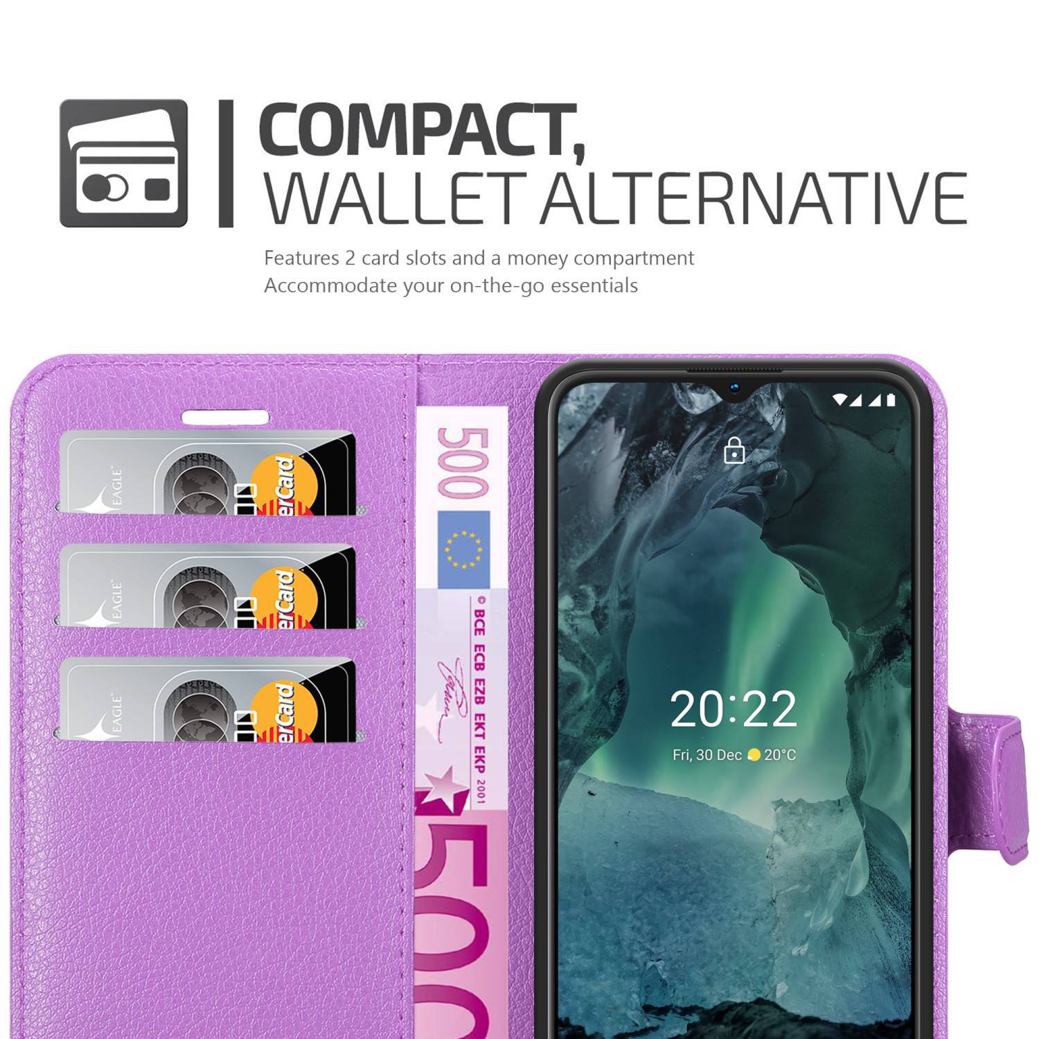 Cadorabo Hülle für Nokia G11 / G21 Schutz Hülle in Lila Handyhülle Etui Case Cover Magnetverschluss
