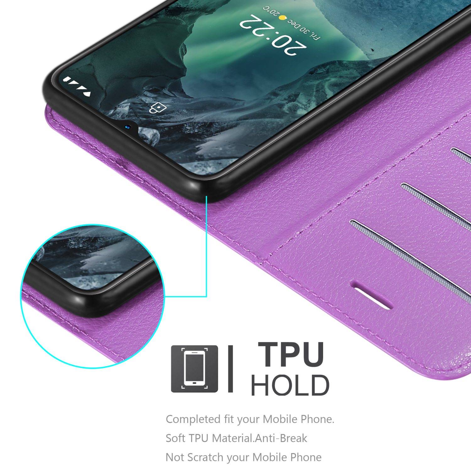 Cadorabo Hülle für Nokia G11 / G21 Schutz Hülle in Lila Handyhülle Etui Case Cover Magnetverschluss