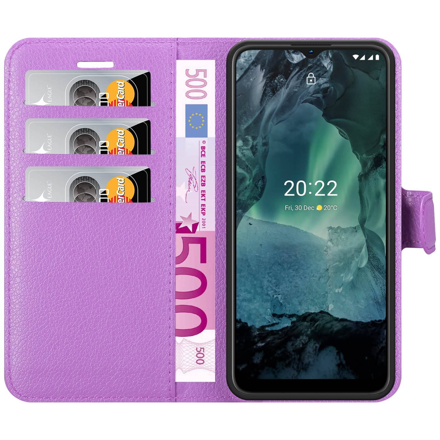 Cadorabo Hülle für Nokia G11 / G21 Schutz Hülle in Lila Handyhülle Etui Case Cover Magnetverschluss