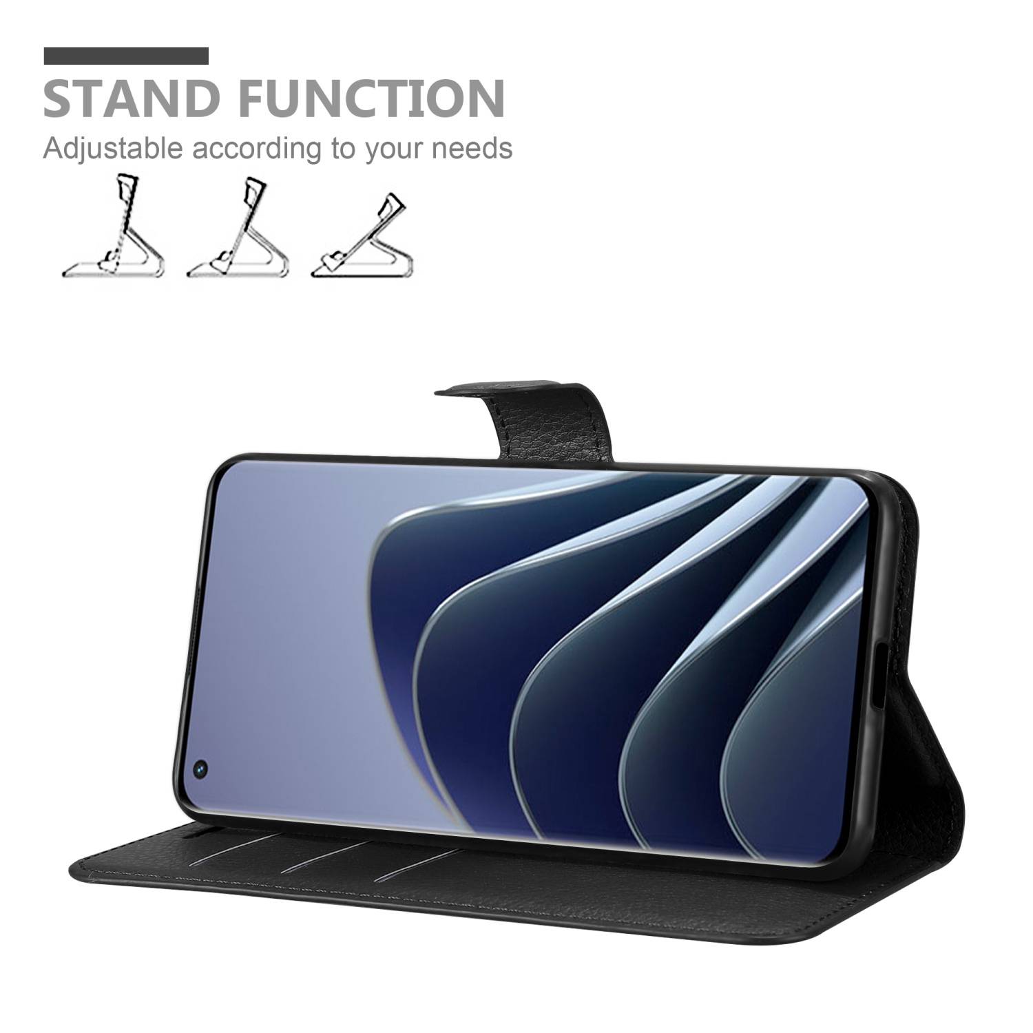 Cadorabo Hülle für OnePlus 10 PRO 5G Schutz Hülle in Schwarz Handyhülle Etui Case Cover Magnetverschluss