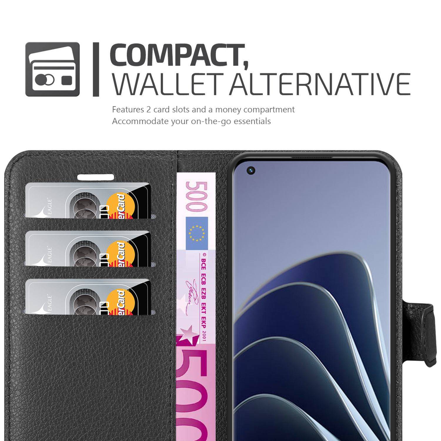 Cadorabo Hülle für OnePlus 10 PRO 5G Schutz Hülle in Schwarz Handyhülle Etui Case Cover Magnetverschluss