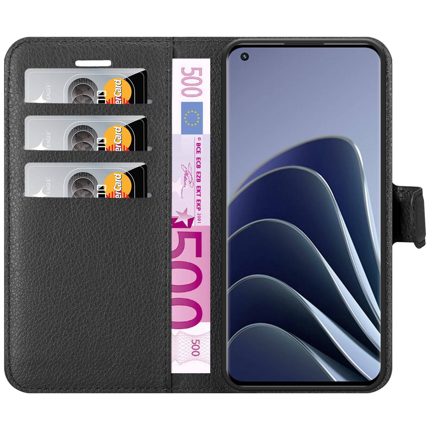 Cadorabo Hülle für OnePlus 10 PRO 5G Schutz Hülle in Schwarz Handyhülle Etui Case Cover Magnetverschluss