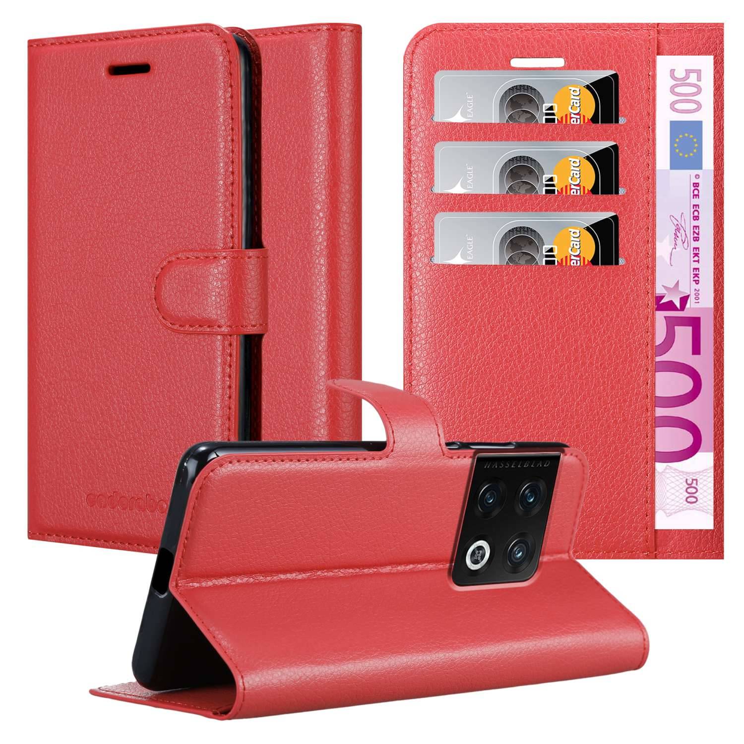 Cadorabo Hülle für OnePlus 10 PRO 5G Schutz Hülle in Rot Handyhülle Etui Case Cover Magnetverschluss