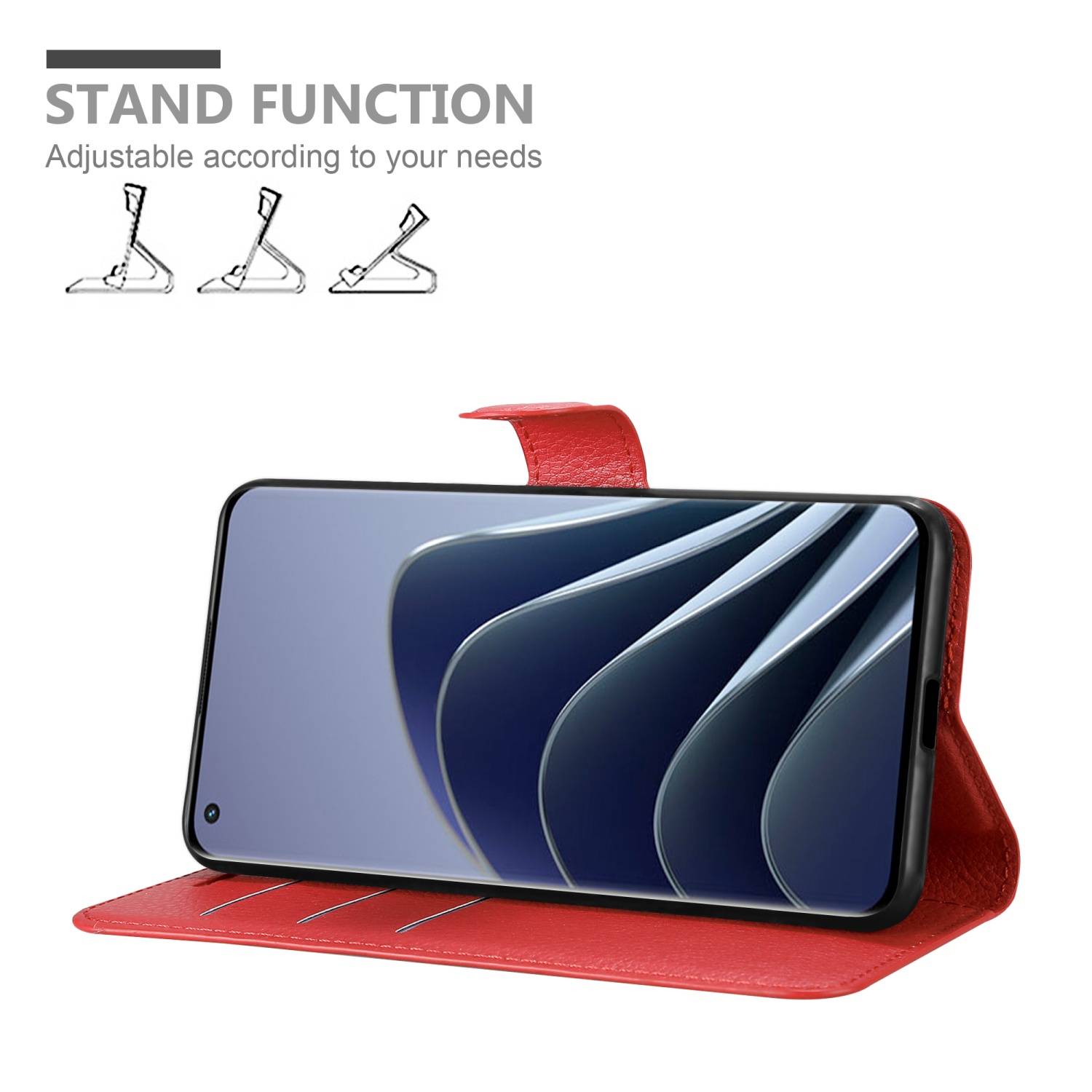 Cadorabo Hülle für OnePlus 10 PRO 5G Schutz Hülle in Rot Handyhülle Etui Case Cover Magnetverschluss