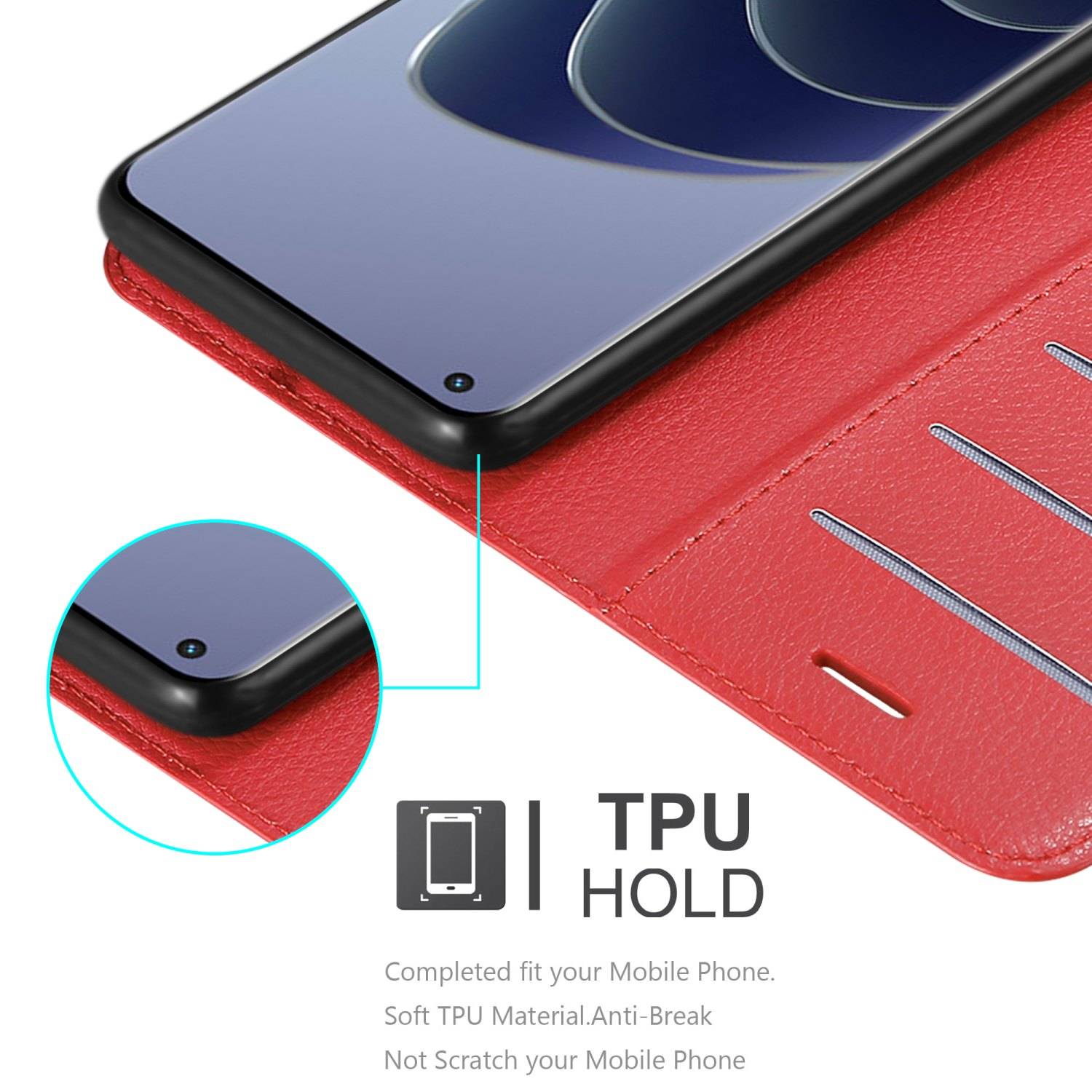 Cadorabo Hülle für OnePlus 10 PRO 5G Schutz Hülle in Rot Handyhülle Etui Case Cover Magnetverschluss