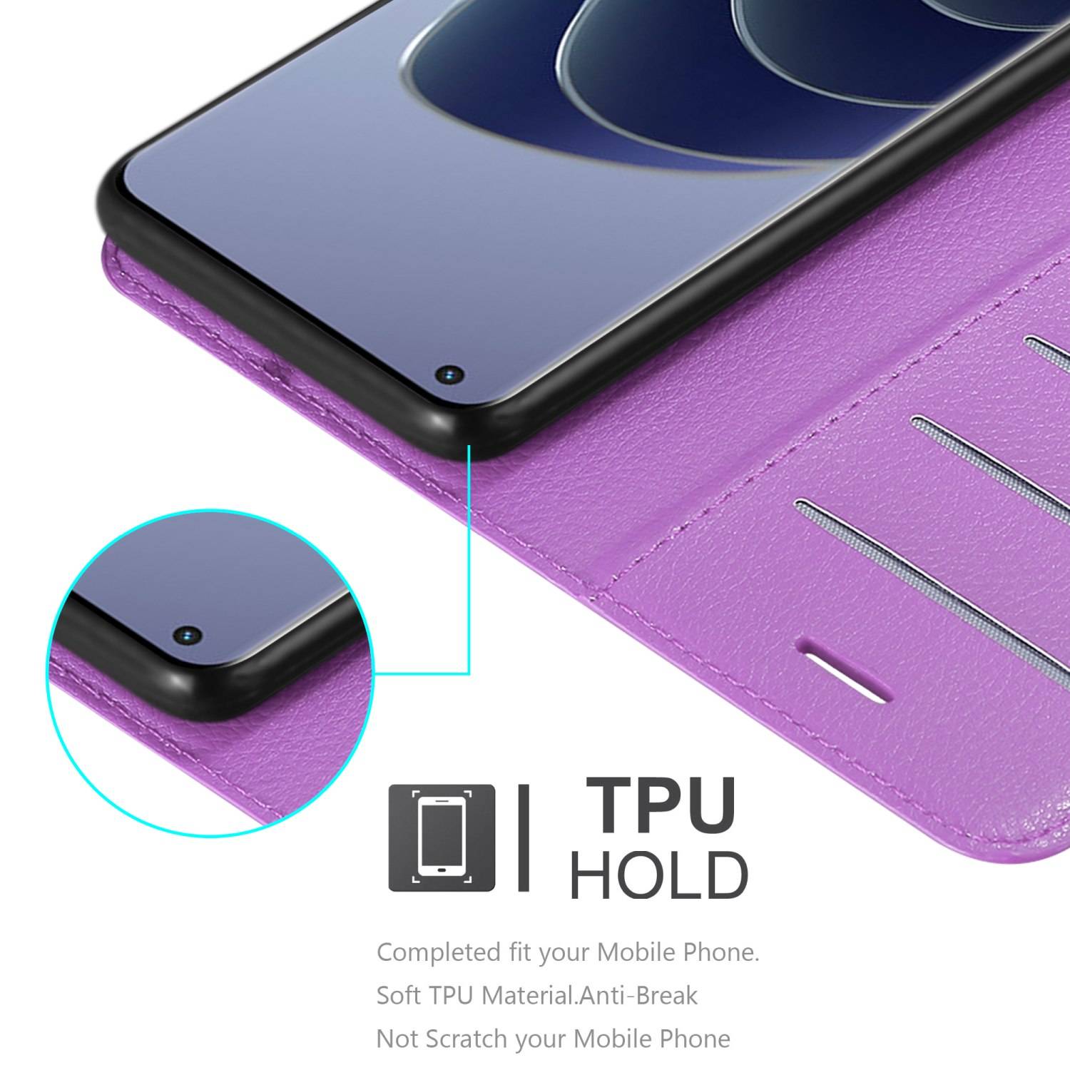 Cadorabo Hülle für OnePlus 10 PRO 5G Schutz Hülle in Lila Handyhülle Etui Case Cover Magnetverschluss