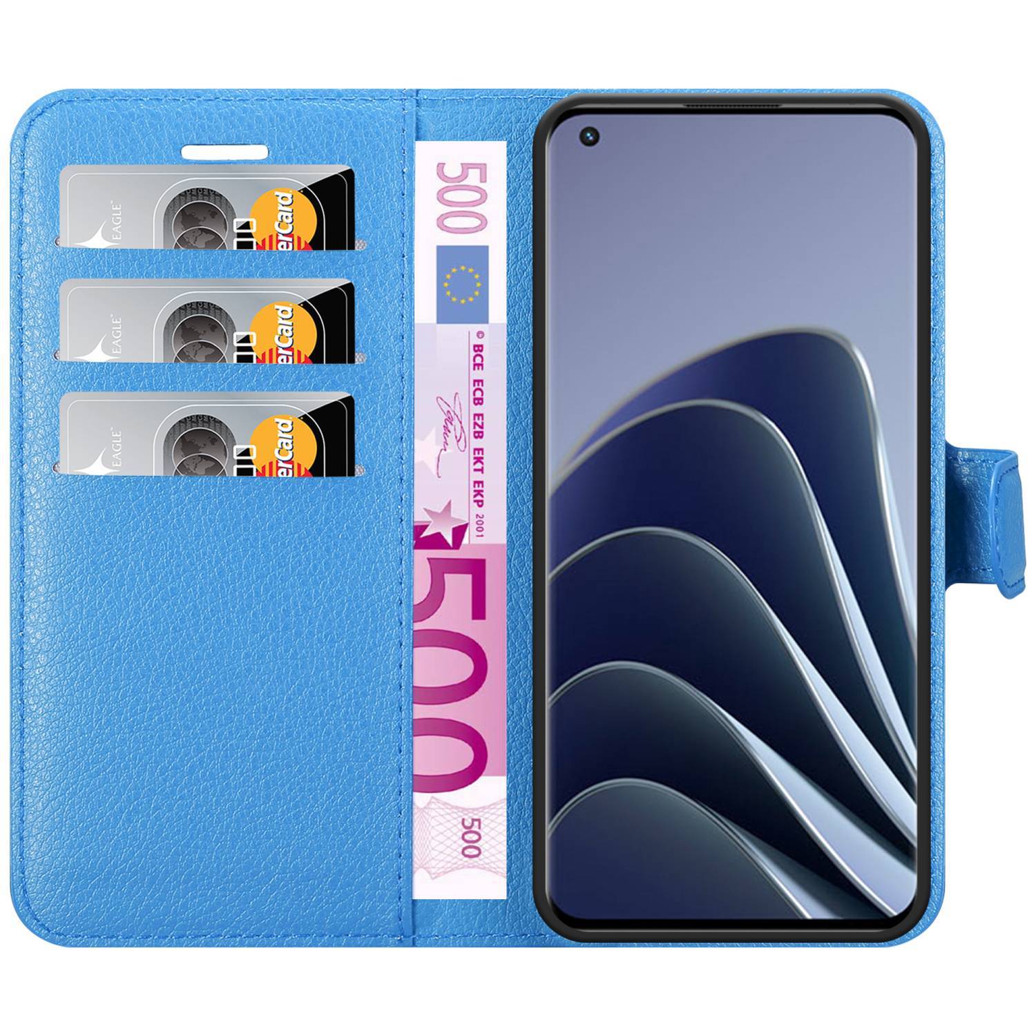Cadorabo Hülle für OnePlus 10 PRO 5G Schutz Hülle in Blau Handyhülle Etui Case Cover Magnetverschluss