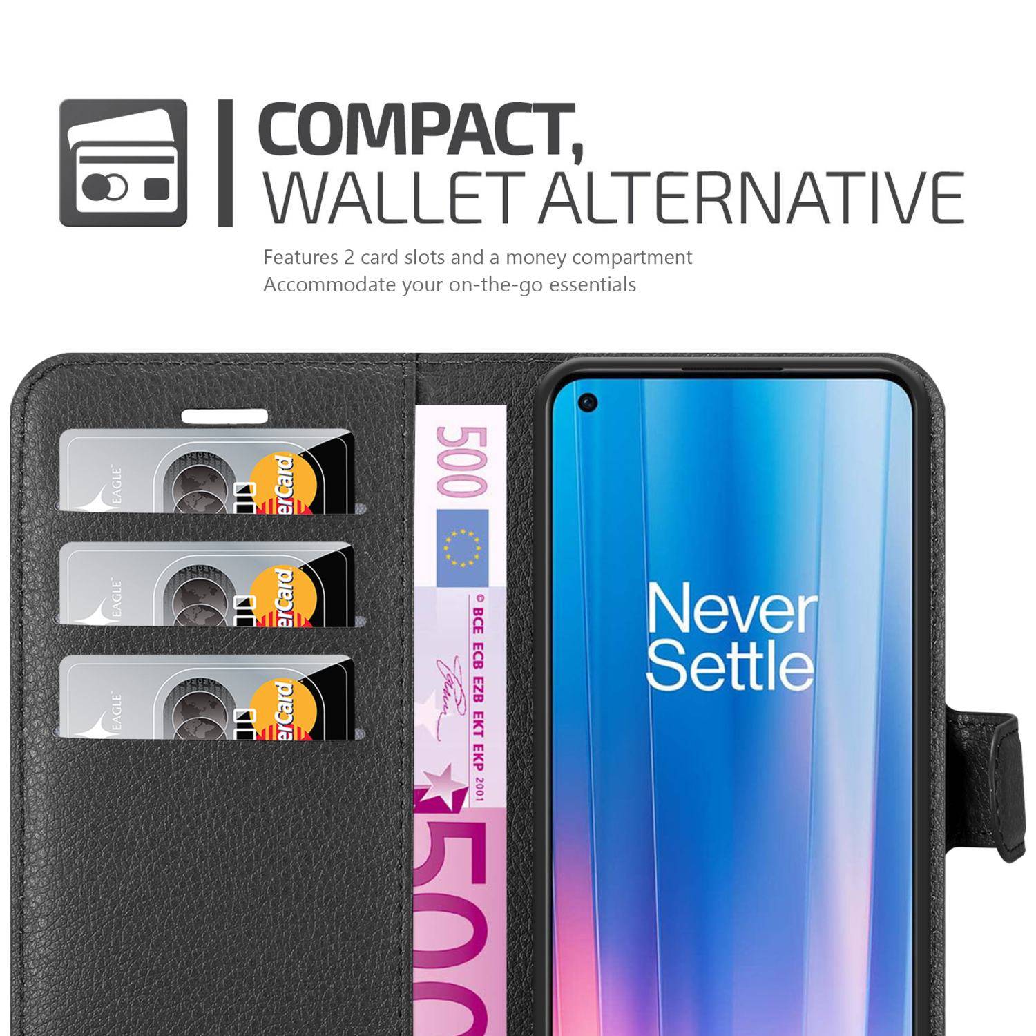 Cadorabo Hülle für OnePlus Nord CE 2 5G Schutz Hülle in Schwarz Handyhülle Etui Case Cover Magnetverschluss