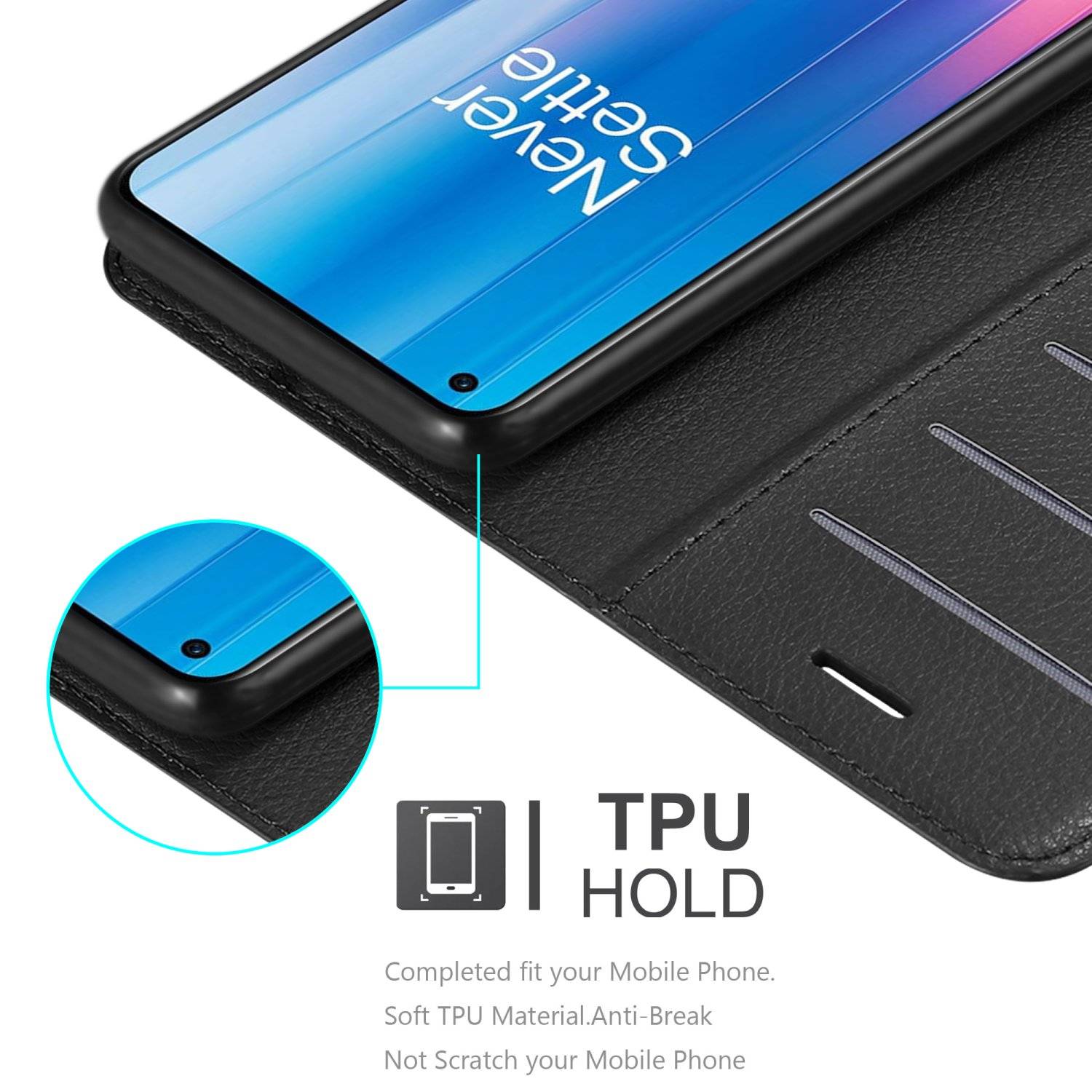 Cadorabo Hülle für OnePlus Nord CE 2 5G Schutz Hülle in Schwarz Handyhülle Etui Case Cover Magnetverschluss